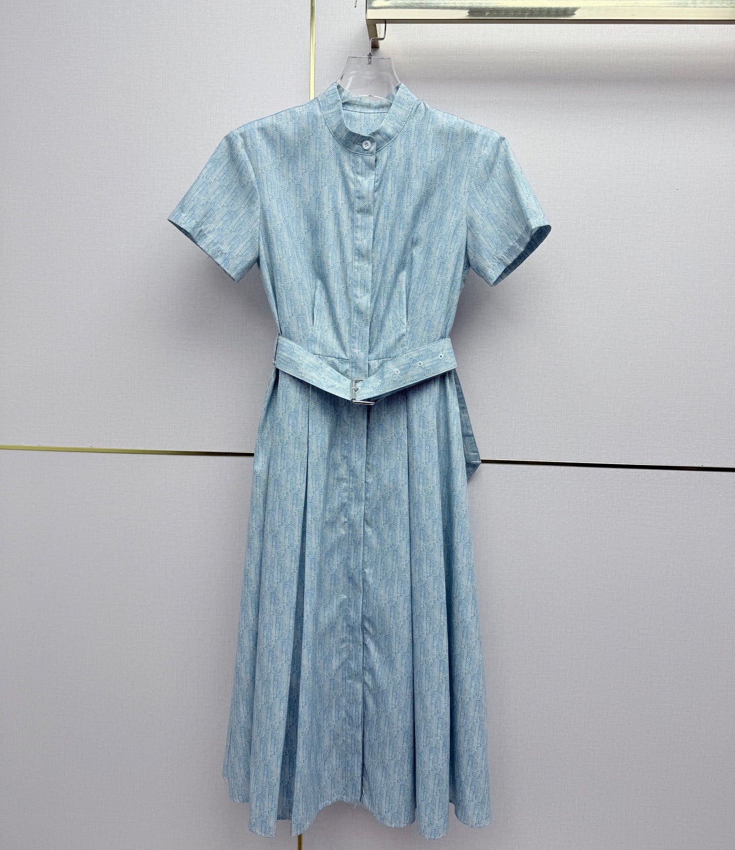 Dior 2026 Stand Collar Dress Blue Cotton 380424