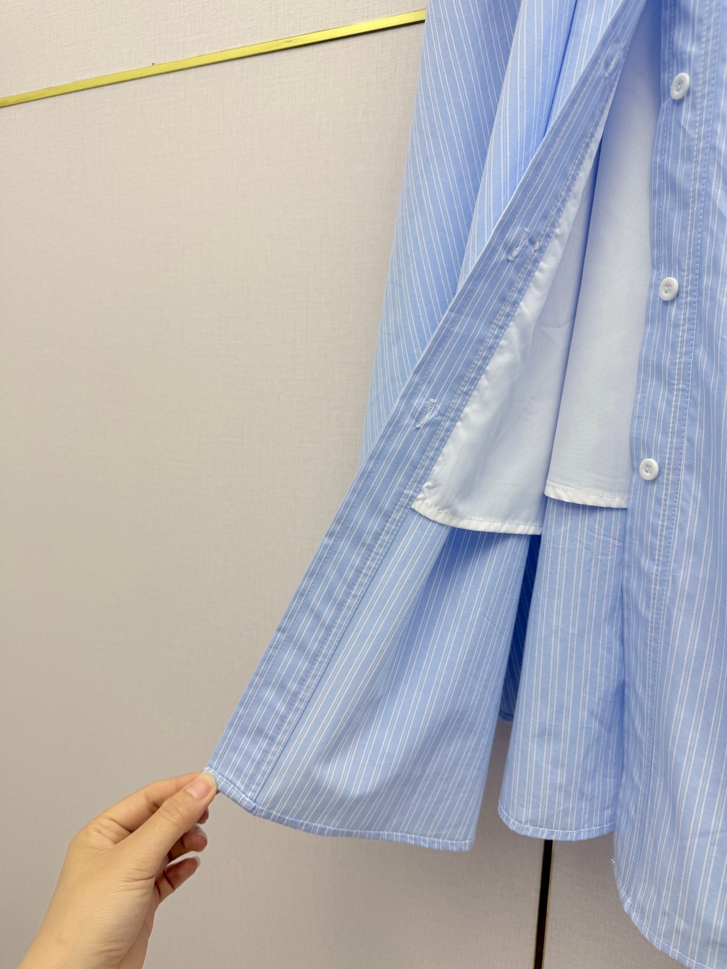 Miumiu 2026 Lapel Striped Dress Blue Cotton 380315