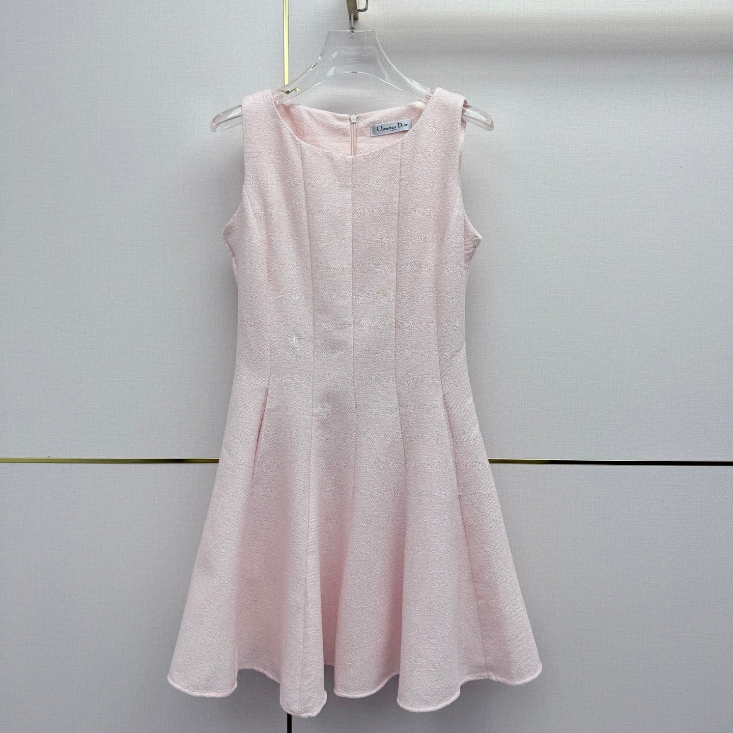 Dior 2026 Round Neck Sleeveless Dress Pink Polyester 380317