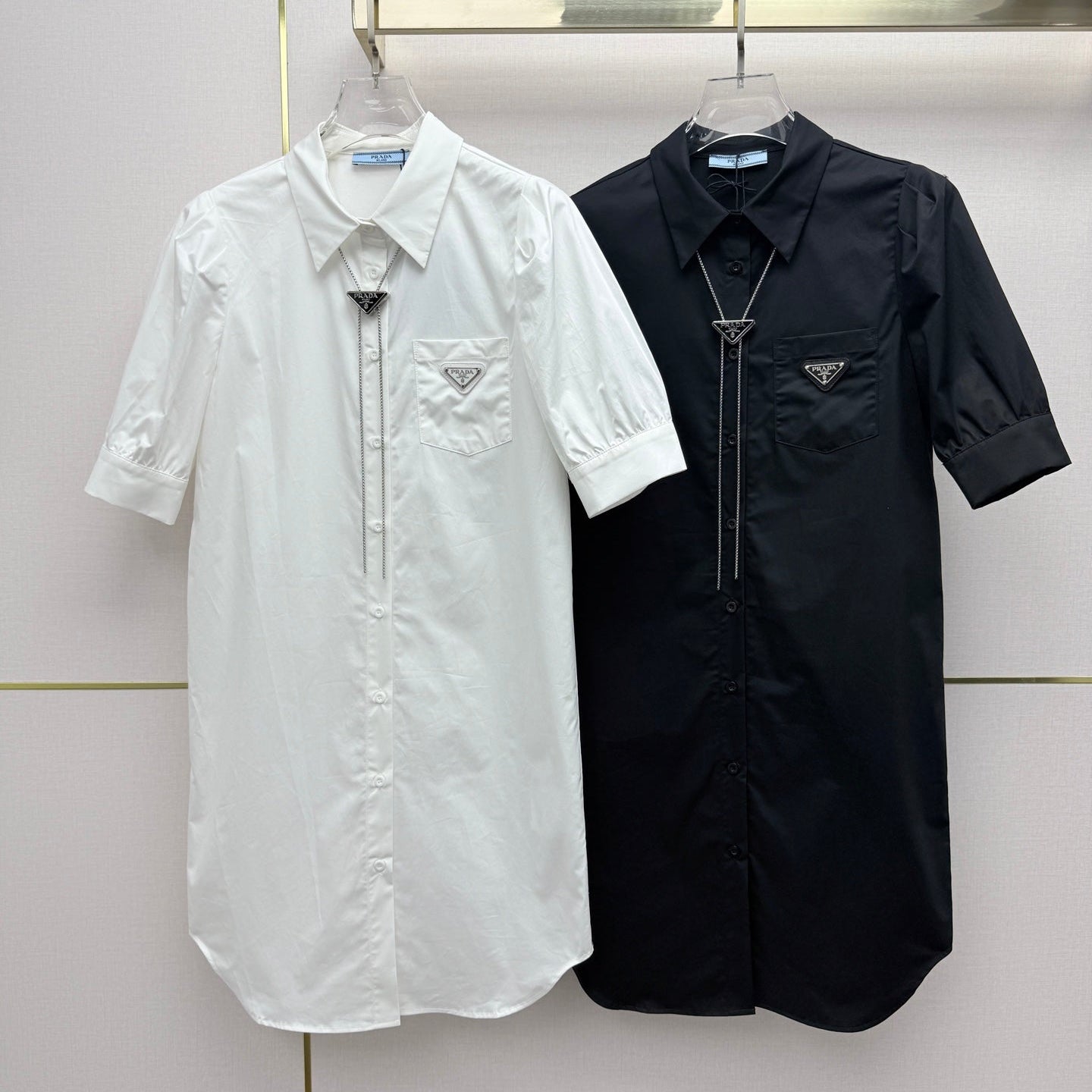 Prada 2026 Puff Sleeve Shirt Dress Cotton 396892
