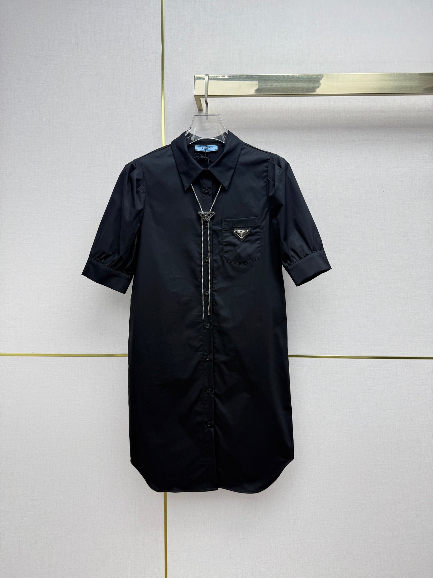 Prada 2026 Puff Sleeve Shirt Dress Cotton 396892