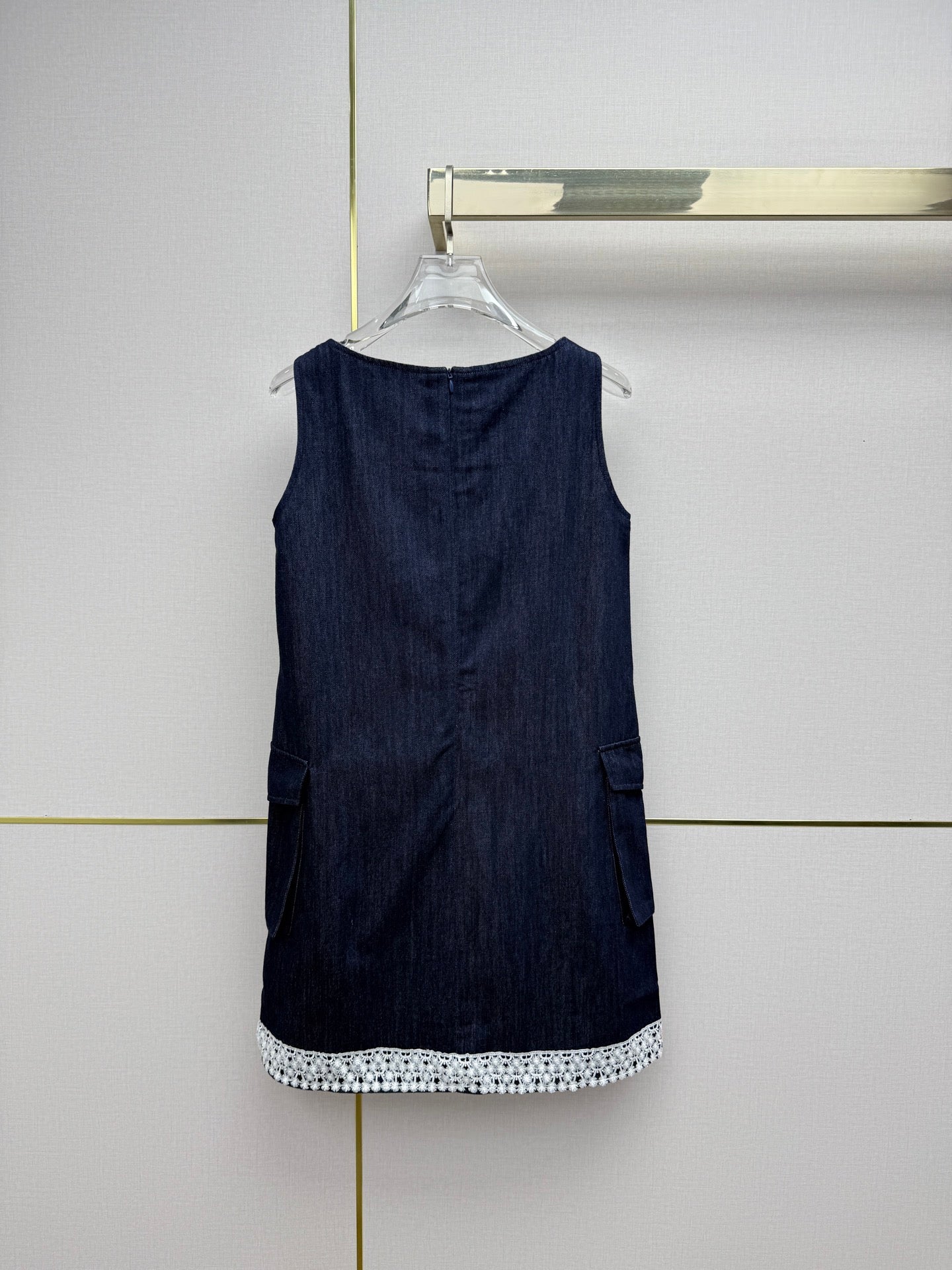 Prada 2026 Denim Sleeveless Dress Navy Blue Cotton 393521