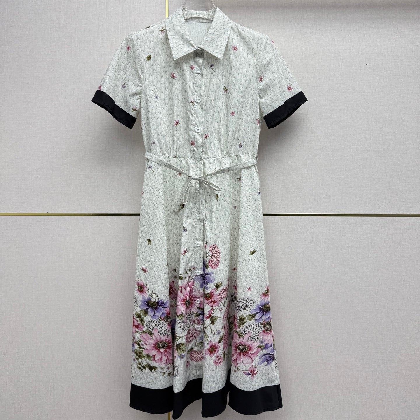 Dior 2026 Pattern Print Dress Grey Polyester 400222