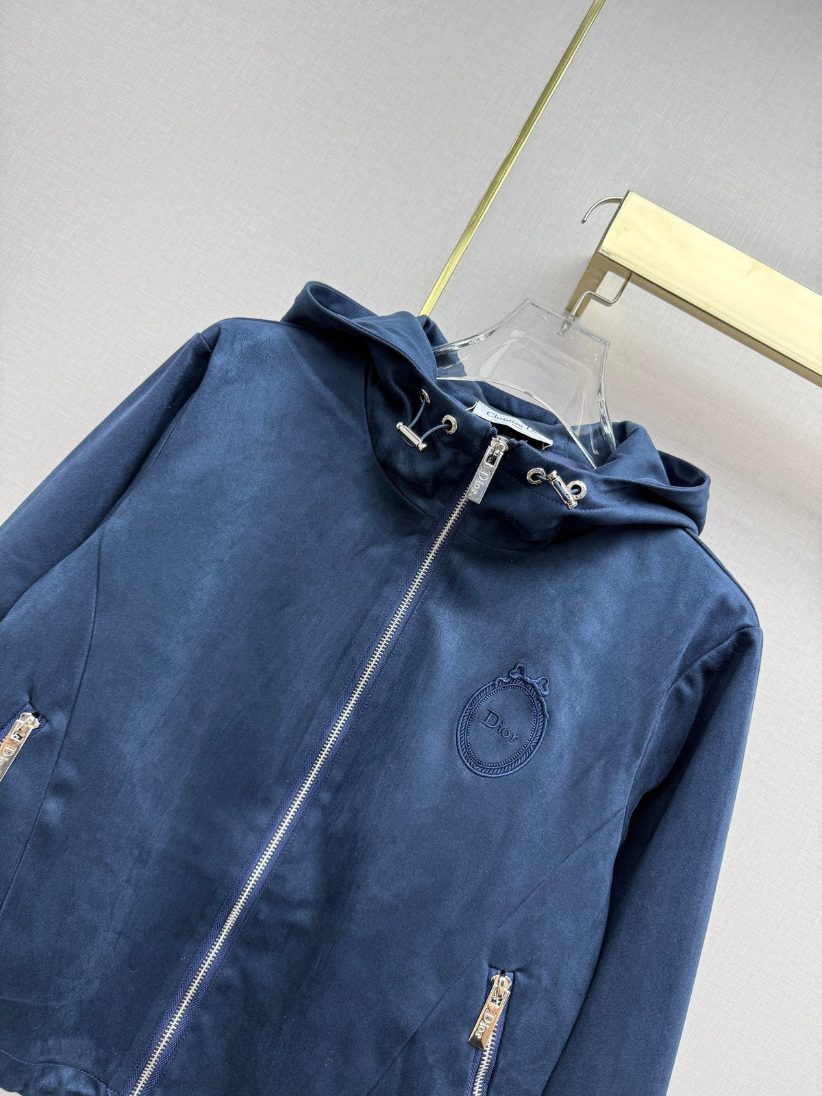Dior 2026 Medaillon Hooded Trench Coat Suede 437679