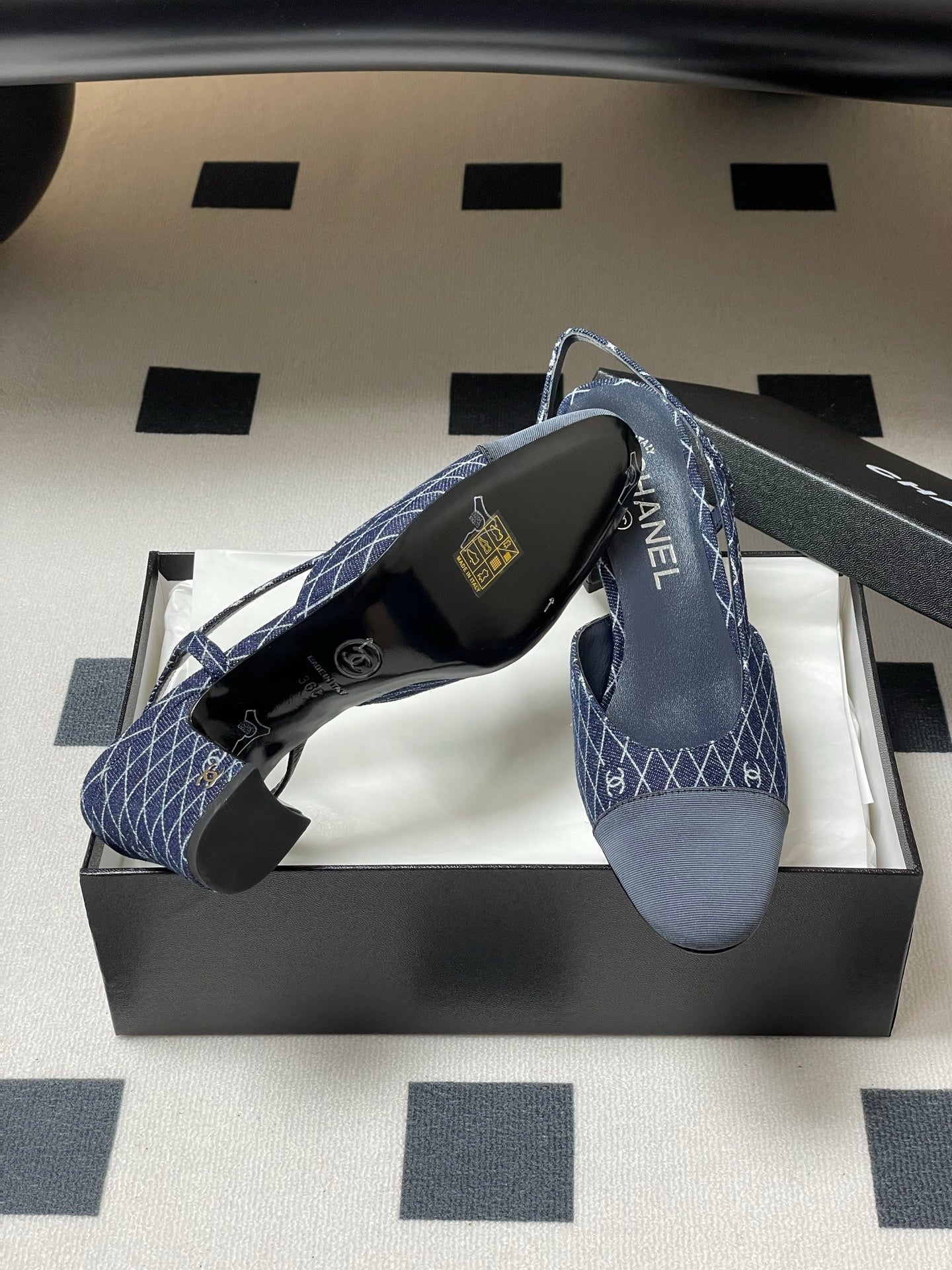 CC 25P Blue Black Quilted Denim