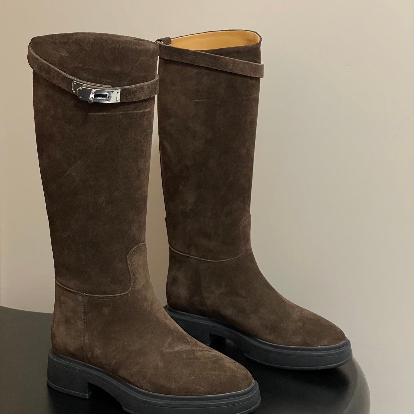 HM Jumping Boots Dark Brown Kelly Buckle Suede 423265