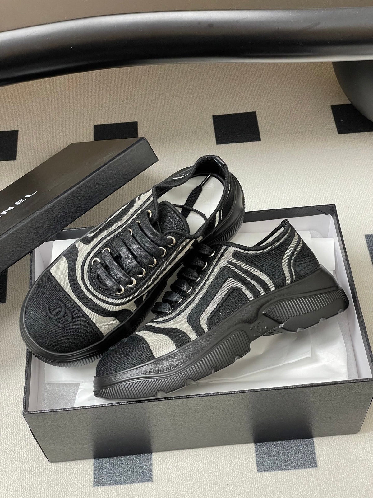 CC 26 Platform Sneaker Black Fabric Mesh 593350