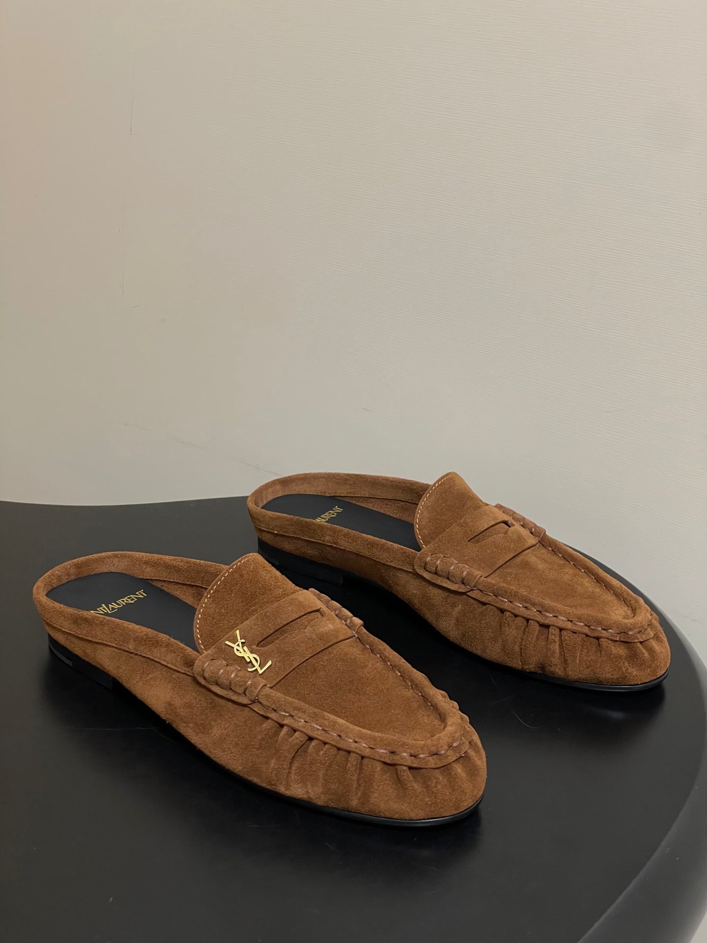 Saint Laurent 2026 Le Loafer Mules Brown Suede 593933