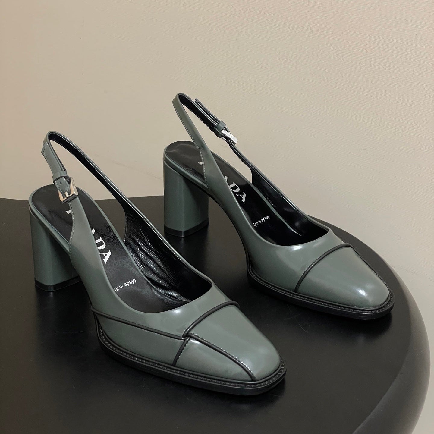 PRA 26SS Slingback 70 Dark Olive Green Cowhide 593844
