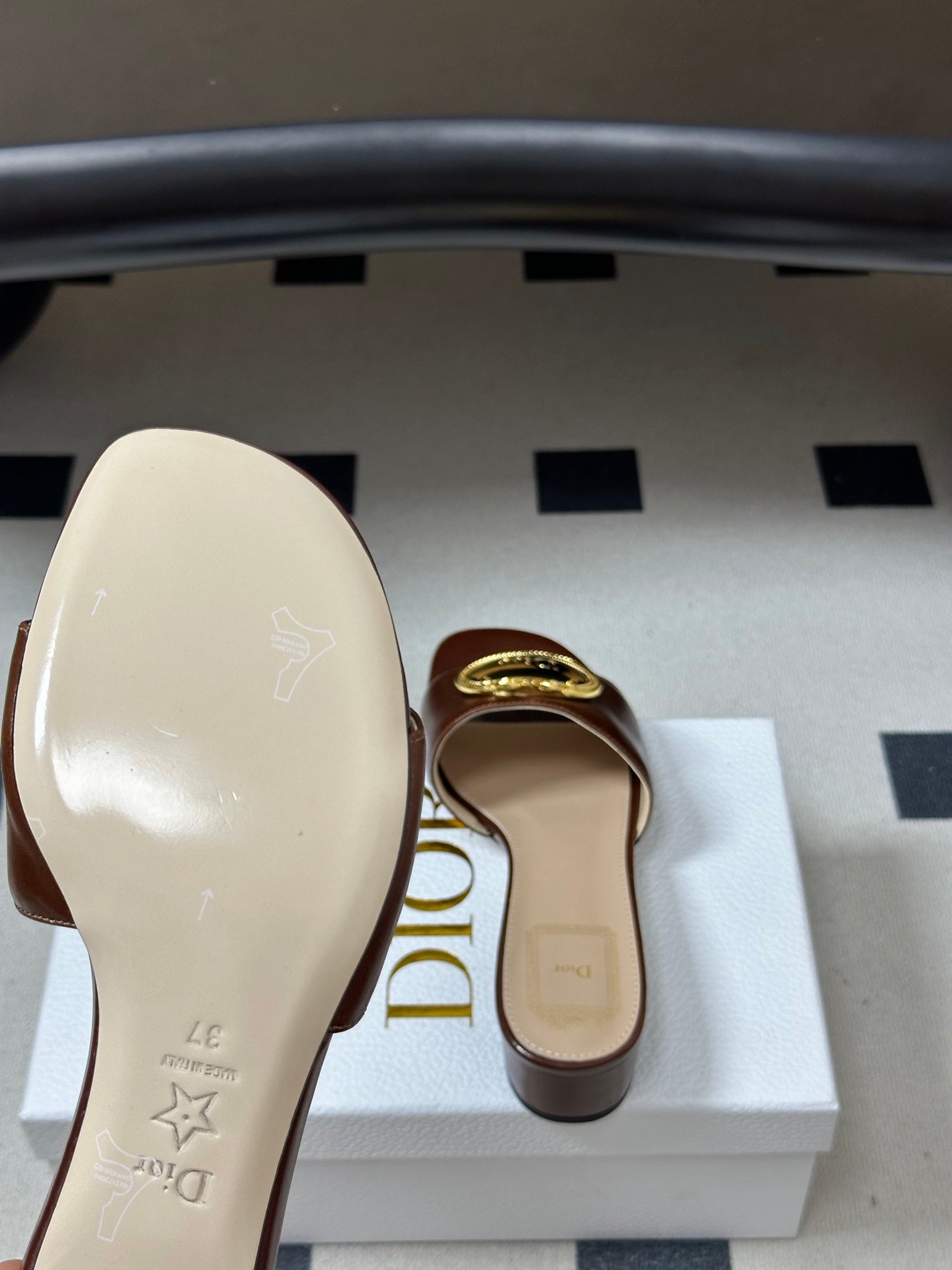 Dior 2026 D-Club Retro CD Letter Metal Buckle Sandals 45mm Leather 846977