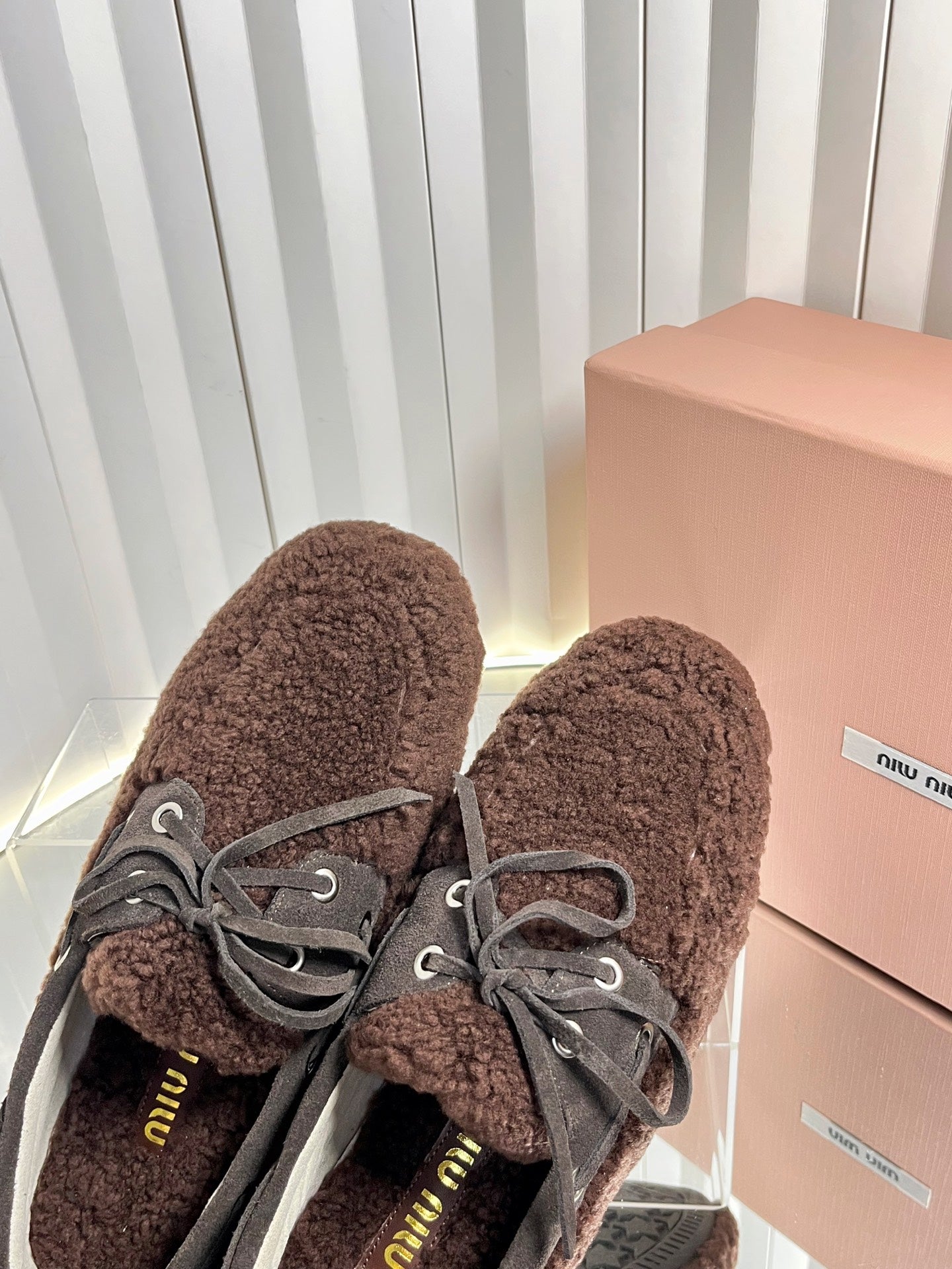 Miumiu 25 Loafer Chocolate Brown Wool 548412