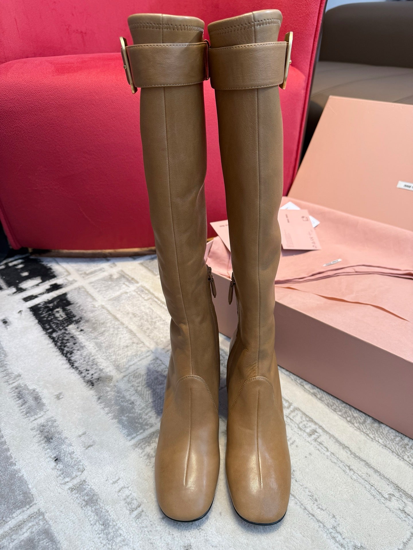 Miu Miu 2026 Boot With Buckle Camel Nappa Leather 621341