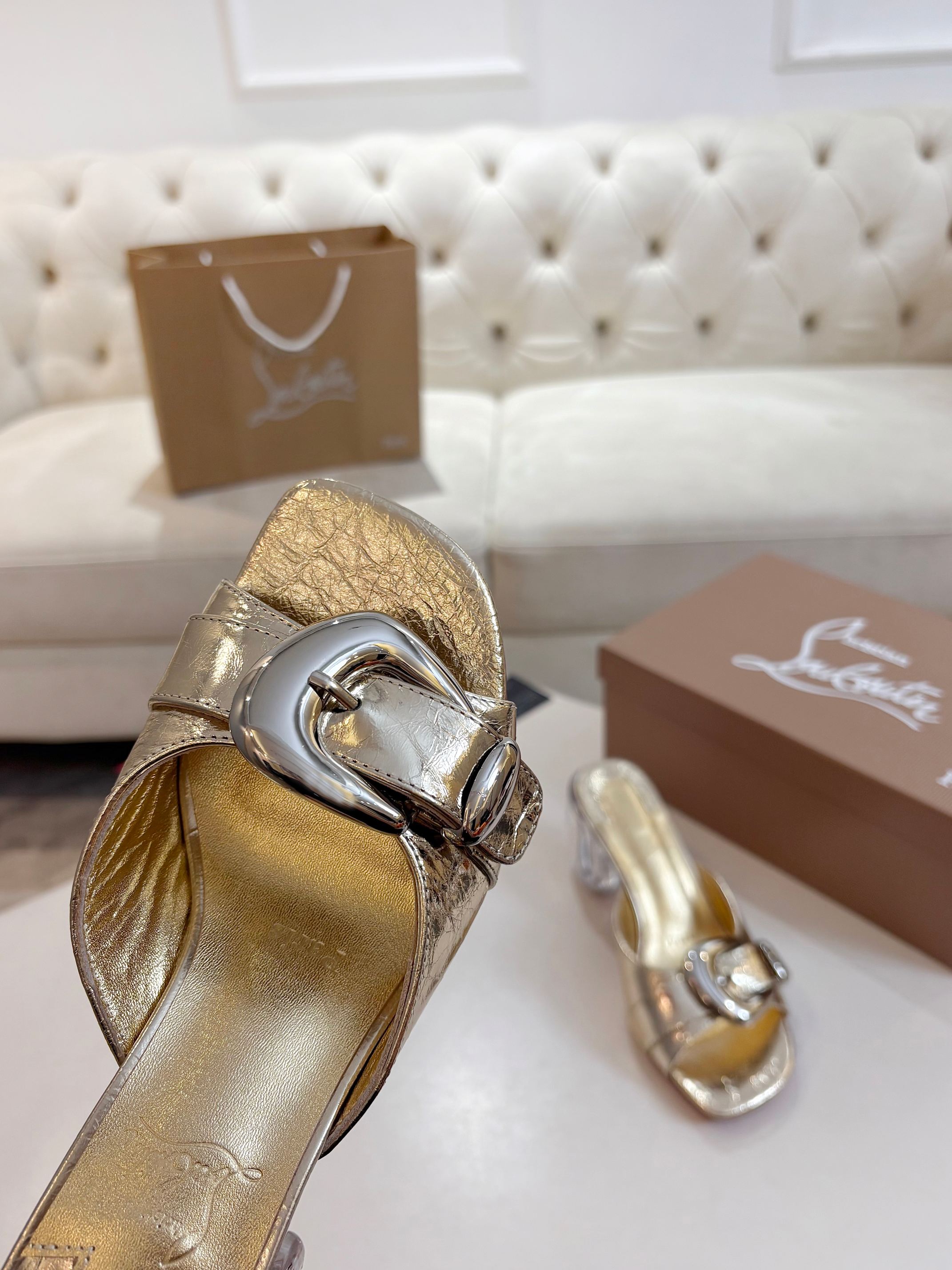 Christian Louboutin 2026 Minny Bubble 70mm Mules PVC Patent Leather 780364