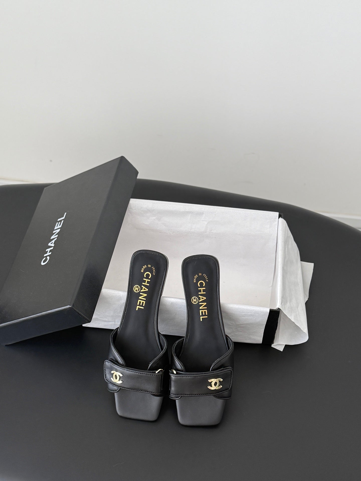Chanel 2026 Buckle Slippers Leather Cowhide 829744