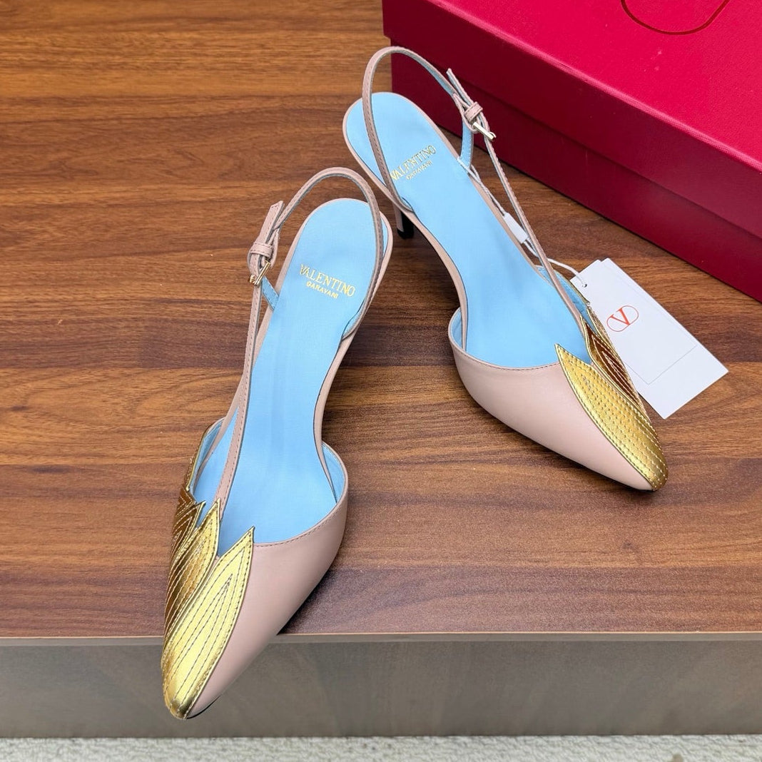 Valentino 2026 Foliefoliage Slingback Pumps Grainet Calfskin 871049