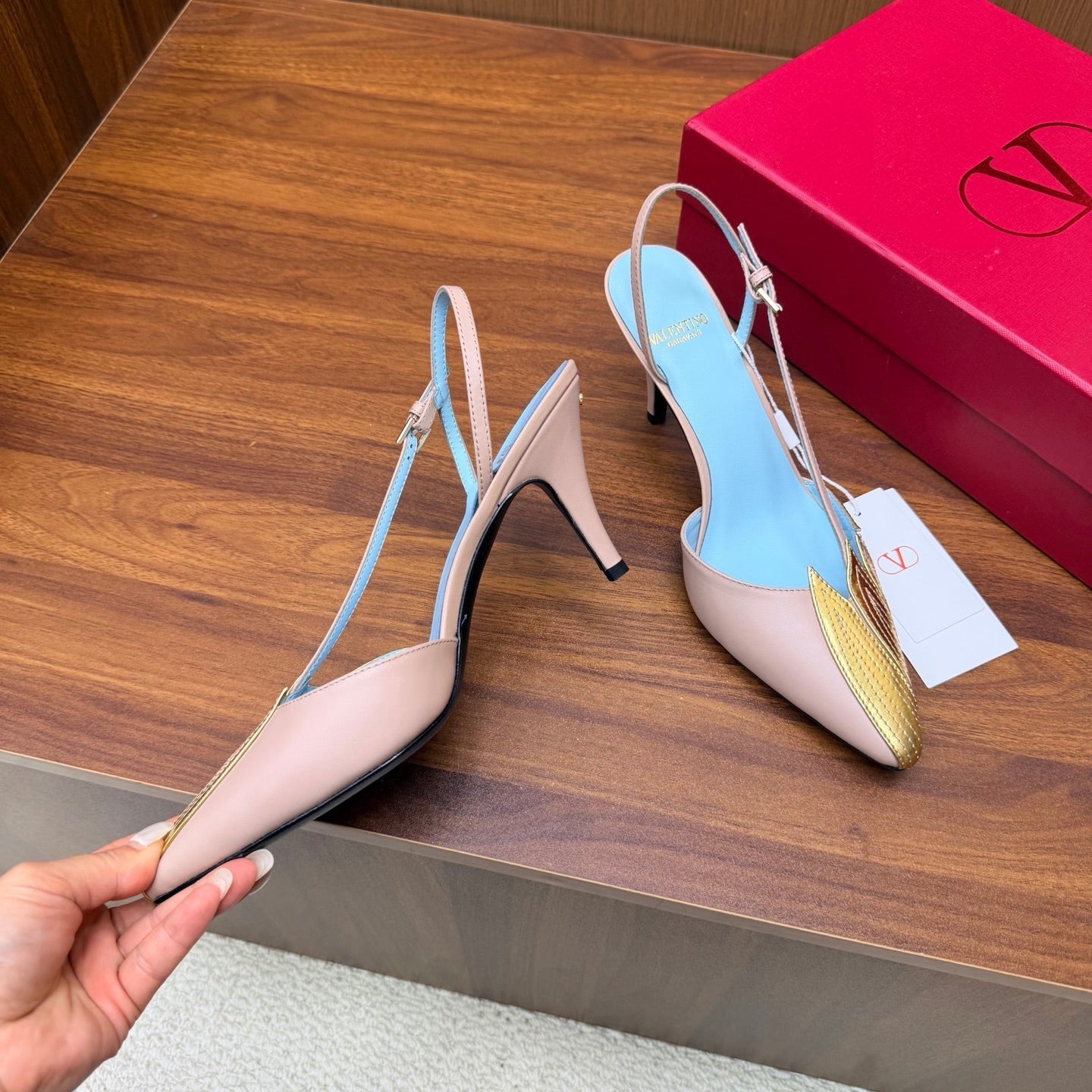 Valentino 2026 Foliefoliage Slingback Pumps Grainet Calfskin 871049
