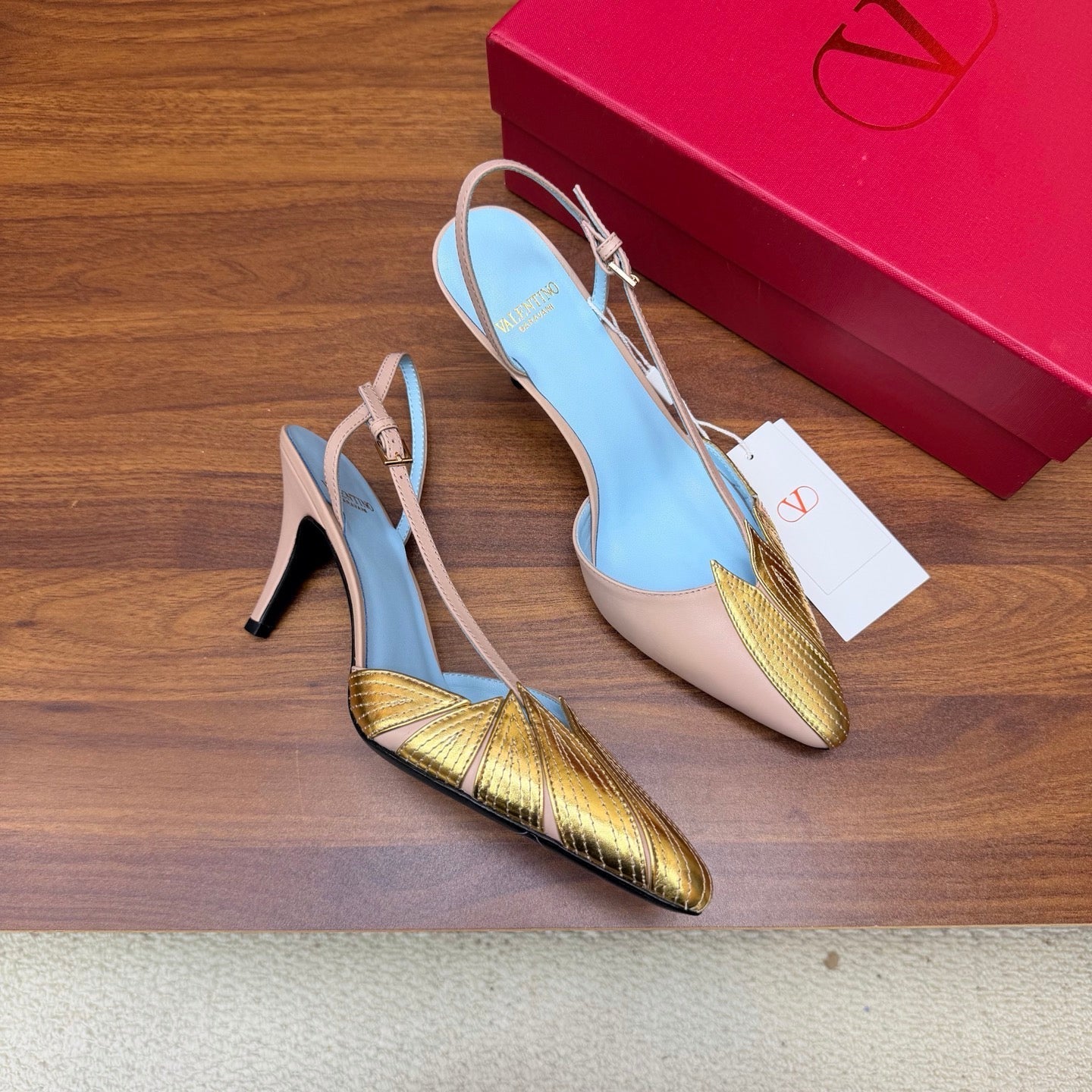 Valentino 2026 Foliefoliage Slingback Pumps Grainet Calfskin 871049