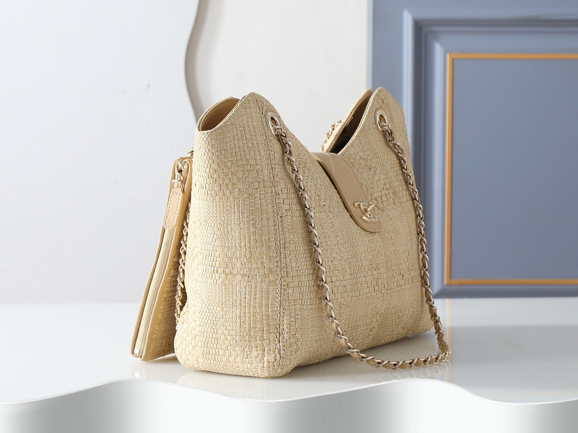 Chanel 2026 Shopping Bag Braided Raffia Beige Woven Leather