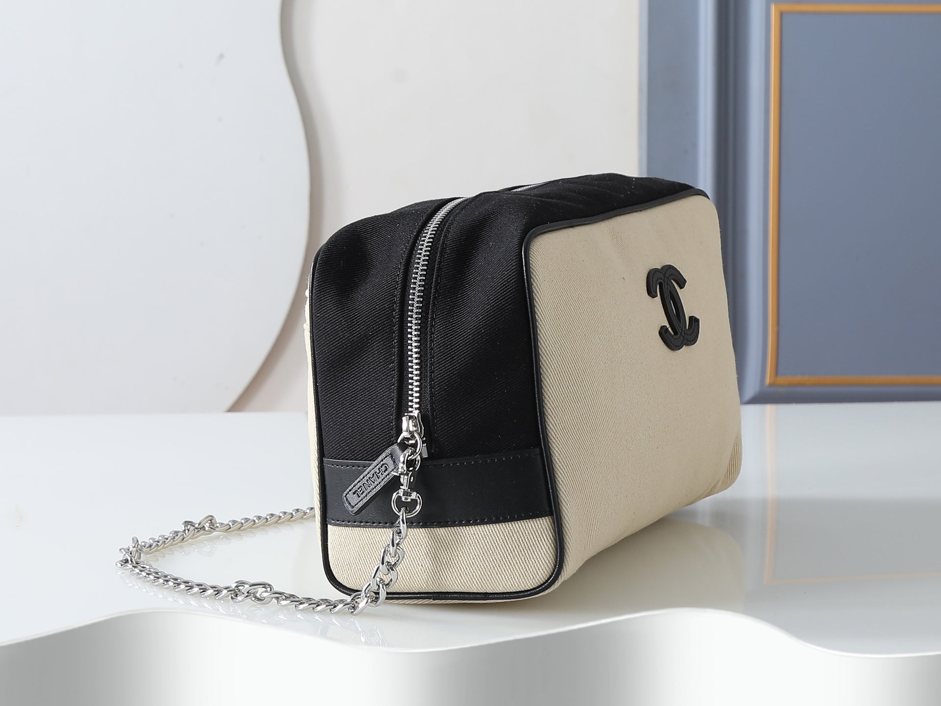 Chanel 2026 Large Zippered Pouch 29cm Canvas Leather