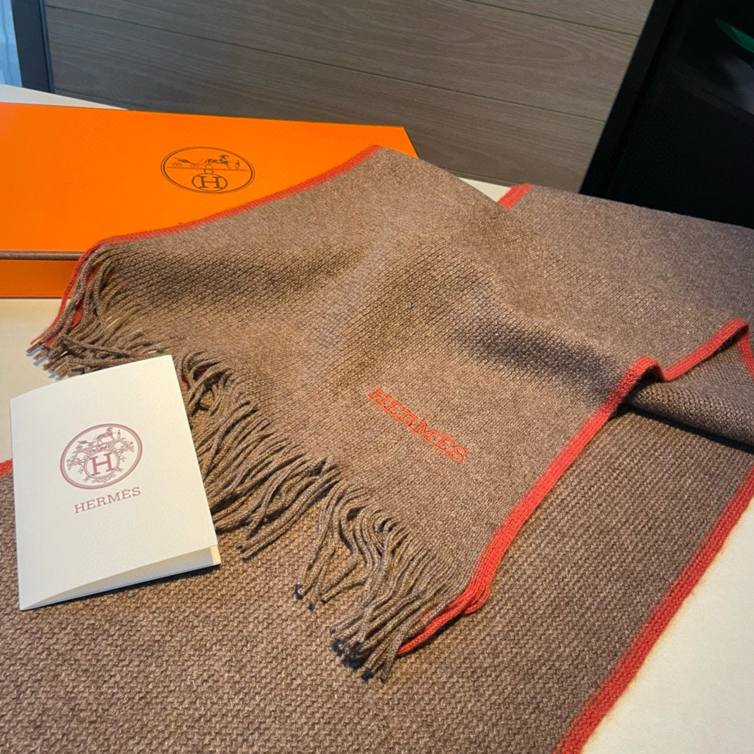Scarf 180 CM In Brown Mix Red Cashmere 376516