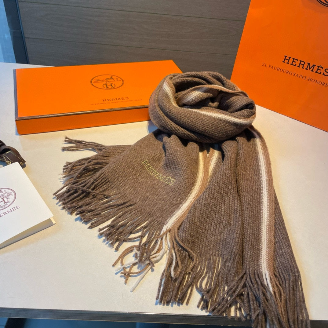 Scarf 180 CM In Brown Mix White Cashmere 376517