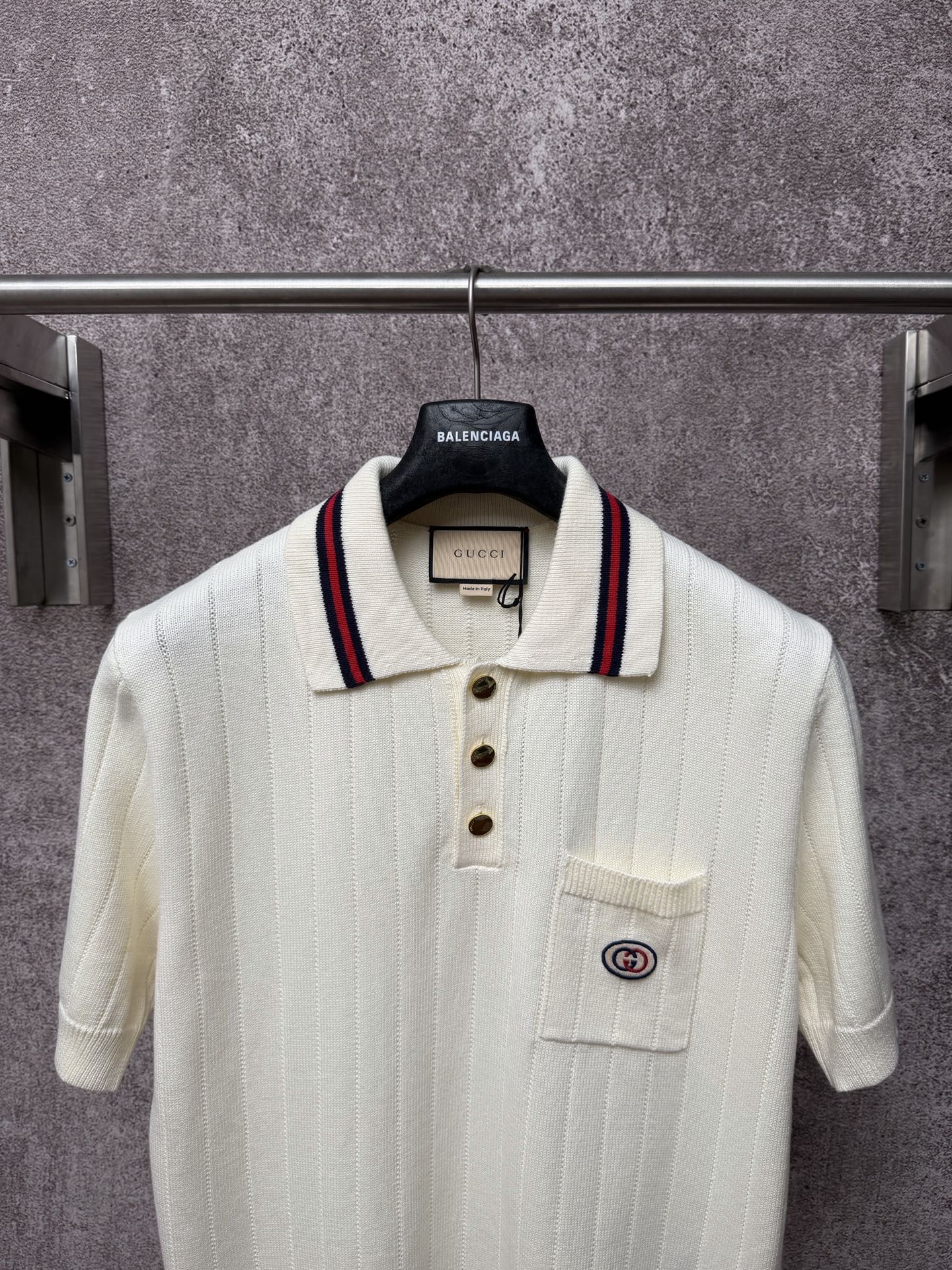 GC 2026 Men's Short-Sleeve Sweater Ivory Knitted Wool 643487