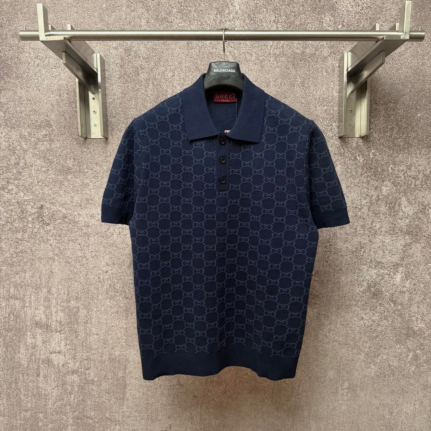 GC 2026 Men's  Short-sleeved Polo Shirt Dark Blue Jacquard Fabric 643433