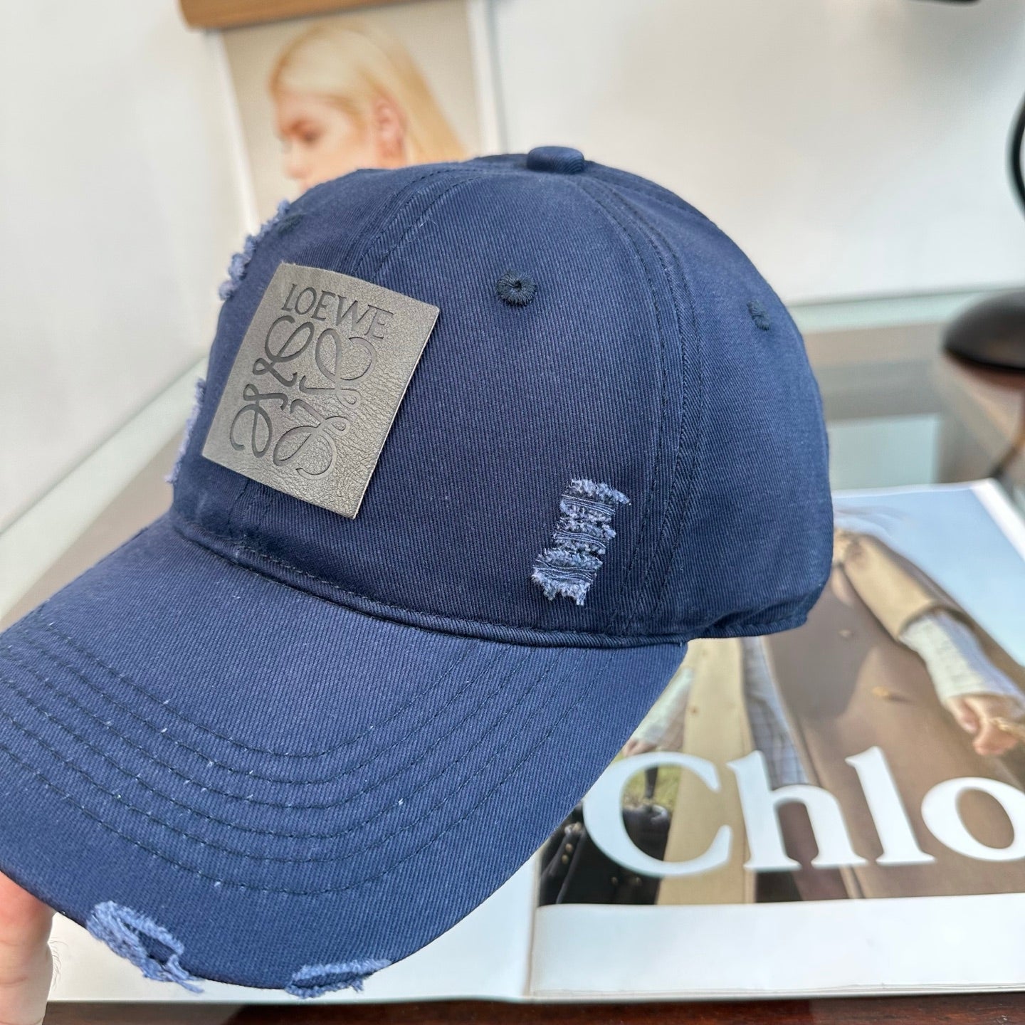 Loewe Distressed Baseball Cap 343427