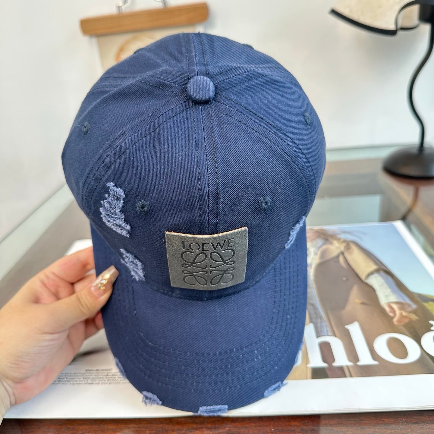 Loewe Distressed Baseball Cap 343427
