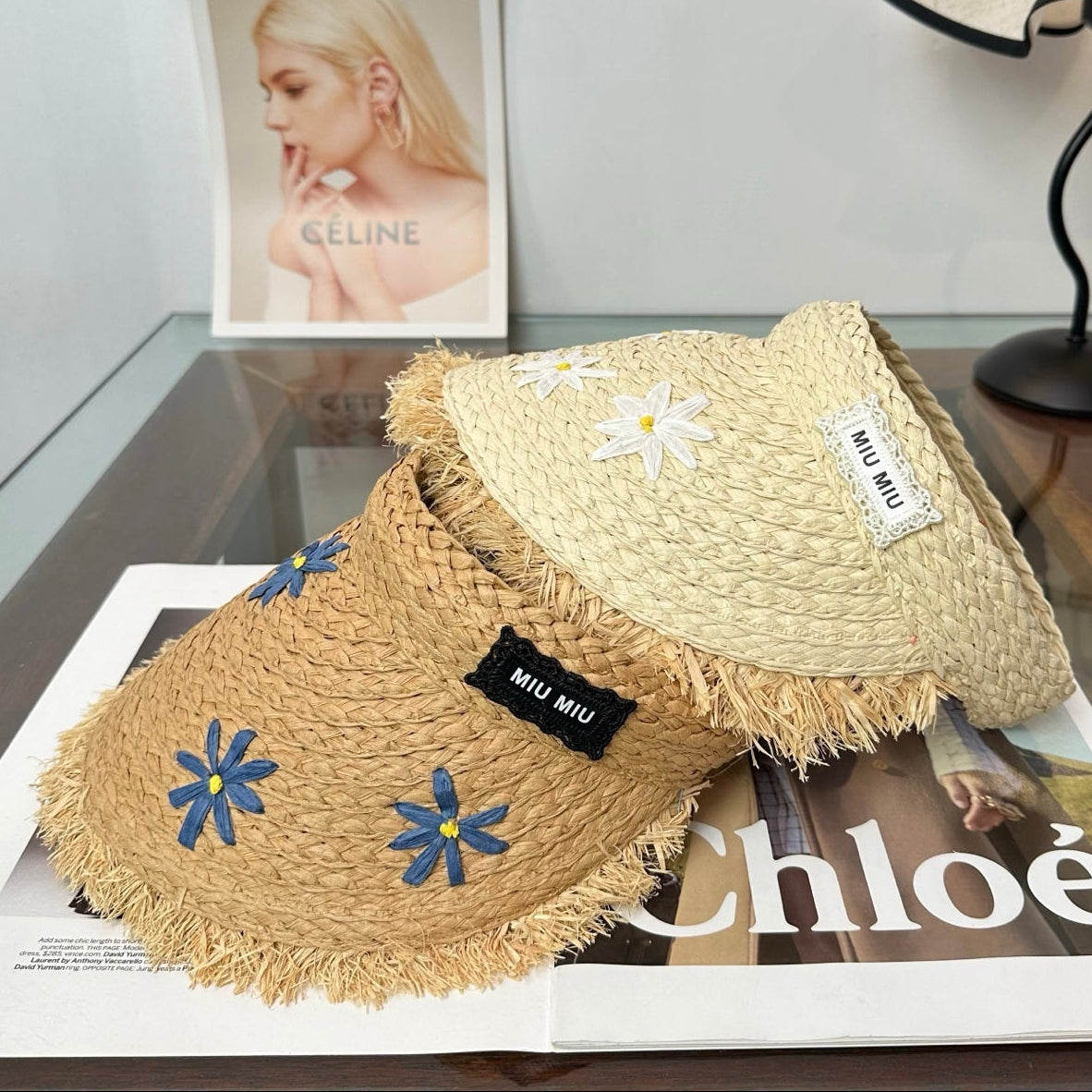 Miumiu Visor Hat Woven 343487