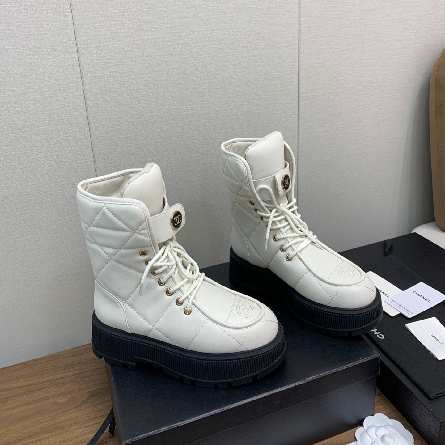 CC Short Boots 30mm White Cowhide