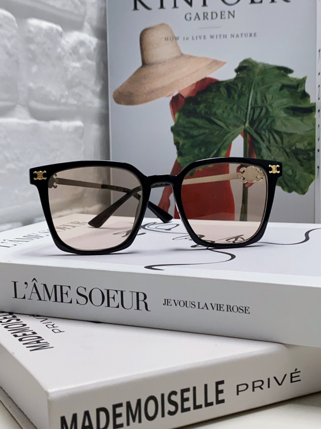 TRIOMPHE SUNGLASS 497818 IN SILVER METAL LIGHT BROWN LENSES