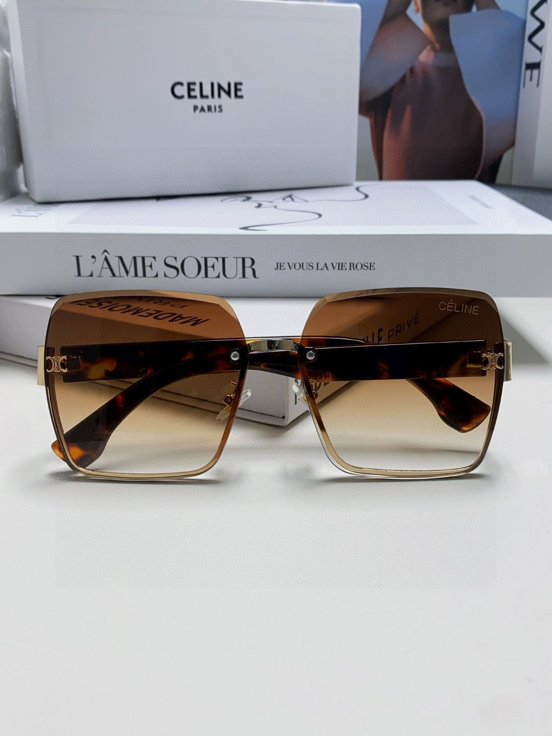 TRIOMPHE SQUARE SUNGLASSES 552781 IN HAVANA ACETATE