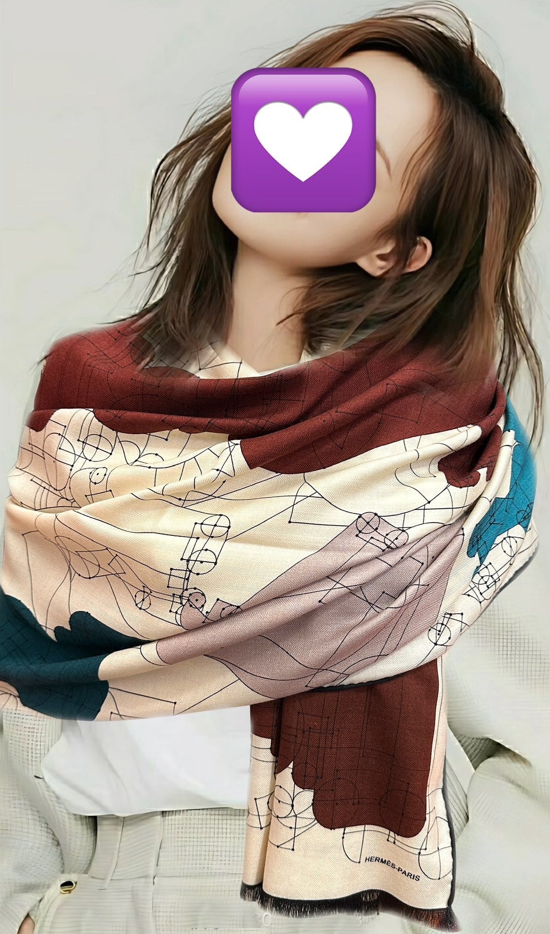 HM 25s Scarf 185 Blue Brown Creams Cashmere 976447