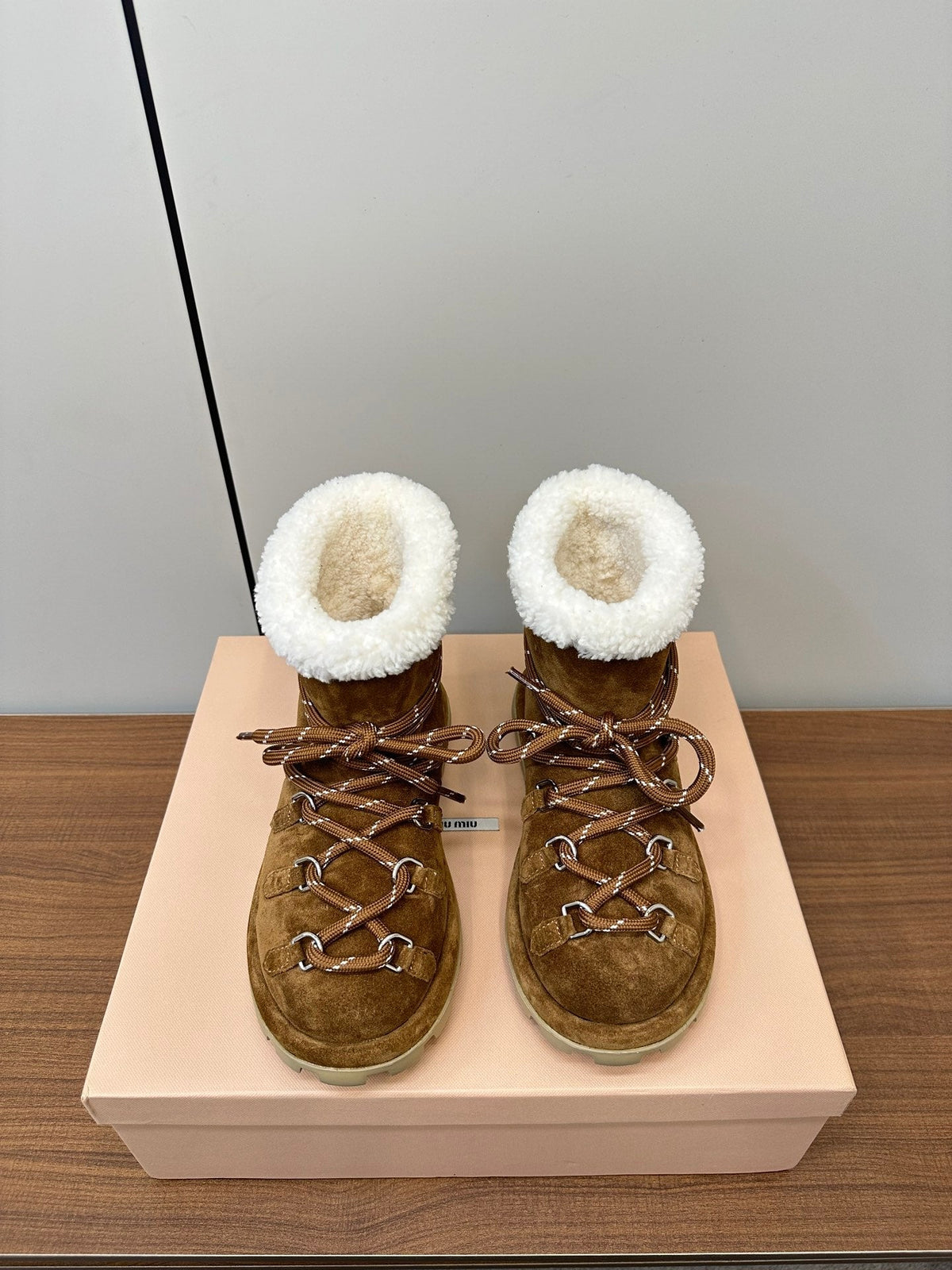 Miu Ankle Boots Brown Coffee Milk Suede