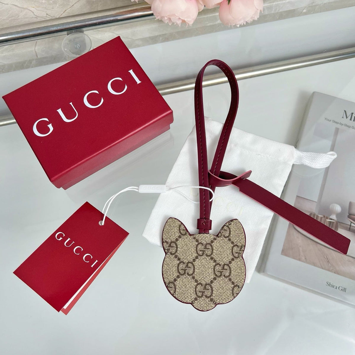 Gucci  Etoupe Red Cat Bag Charm