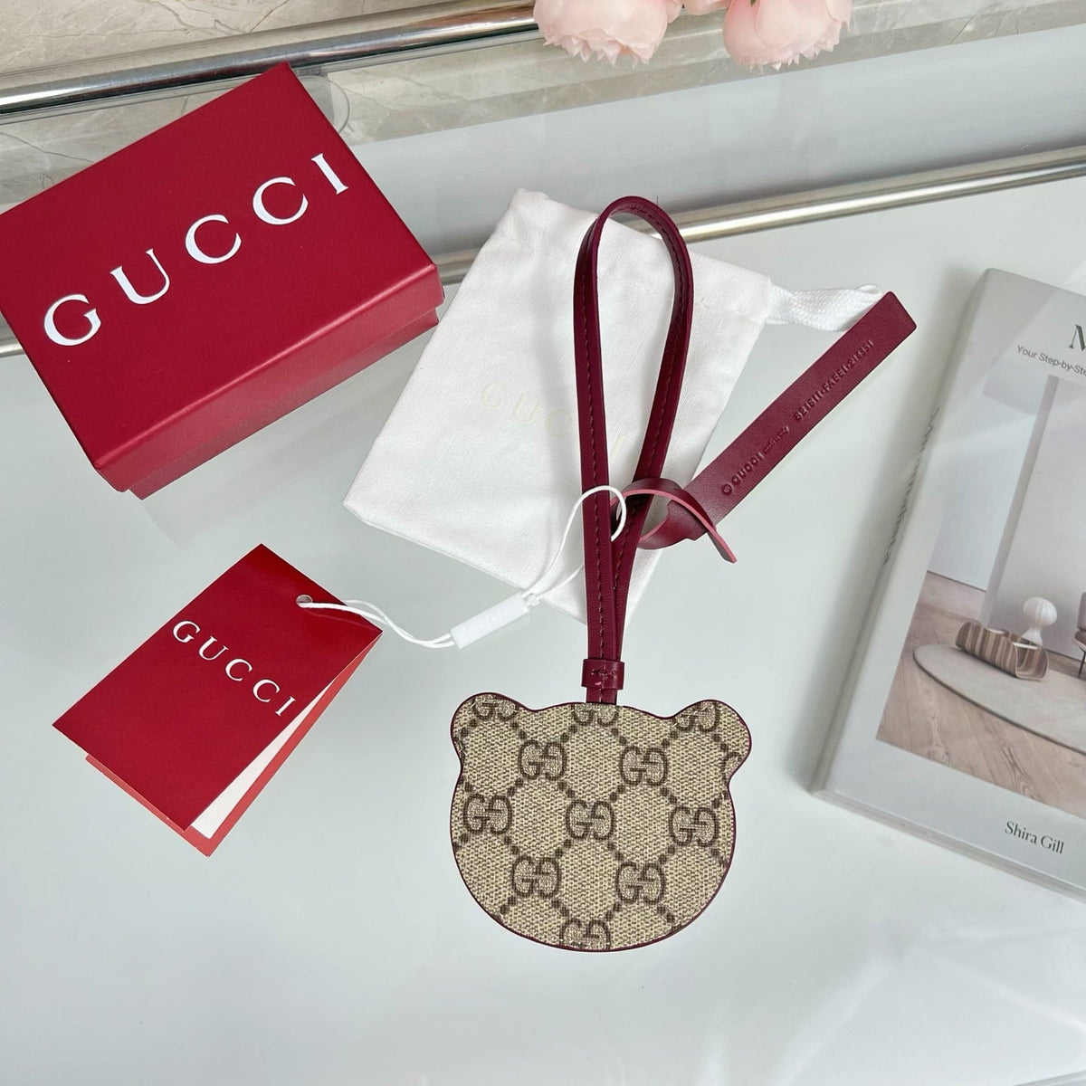 Gucci  Etoupe Red Blue Panda Bag Charm