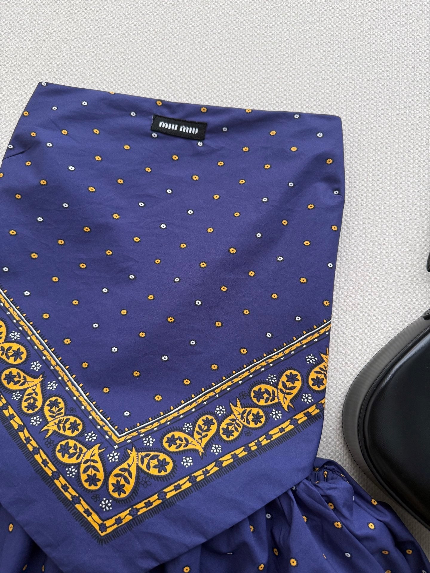 MiuMiu 2026 Strapless Top And Skirt Navy Cotton 641183