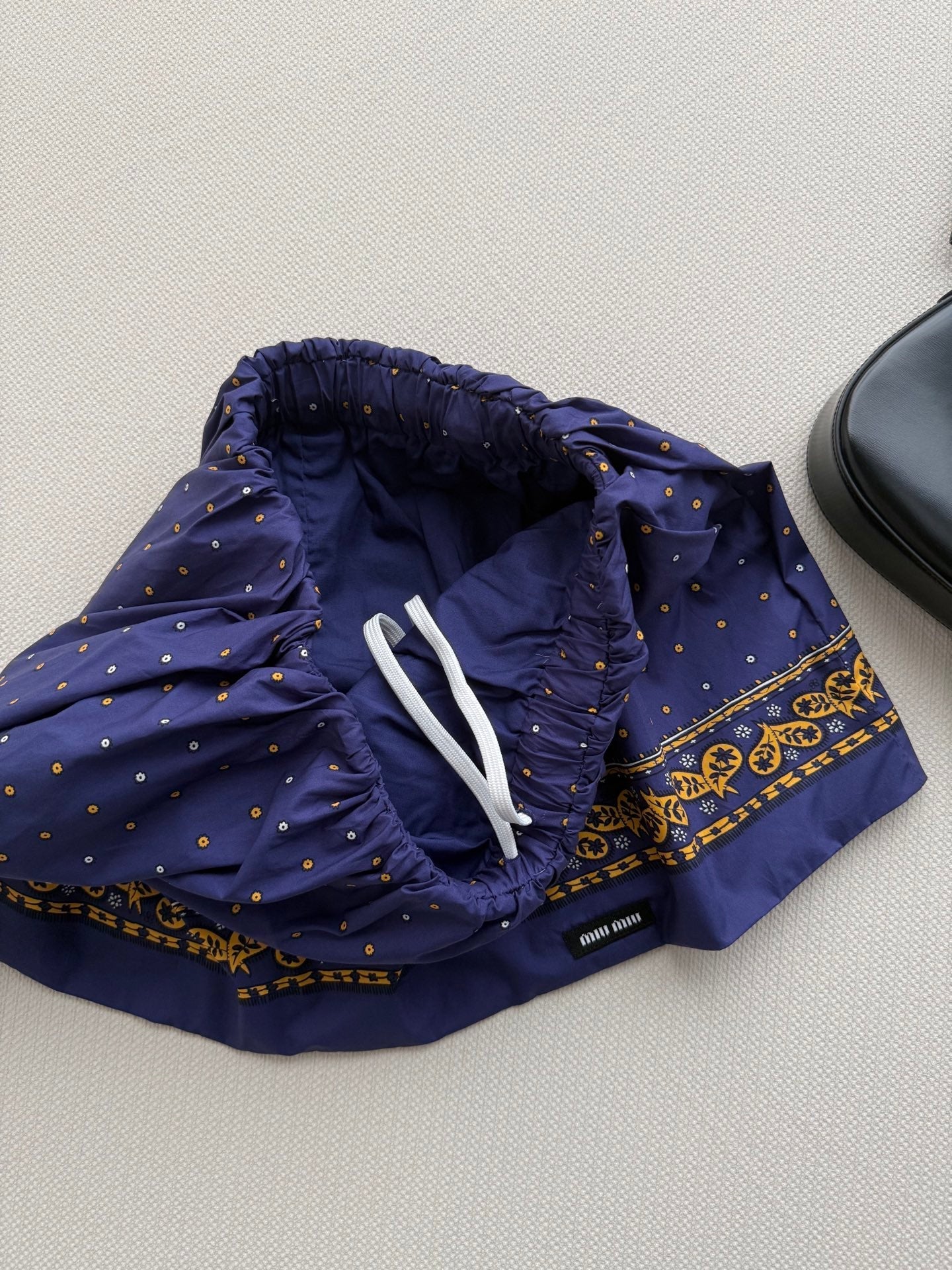 MiuMiu 2026 Strapless Top And Skirt Navy Cotton 641183