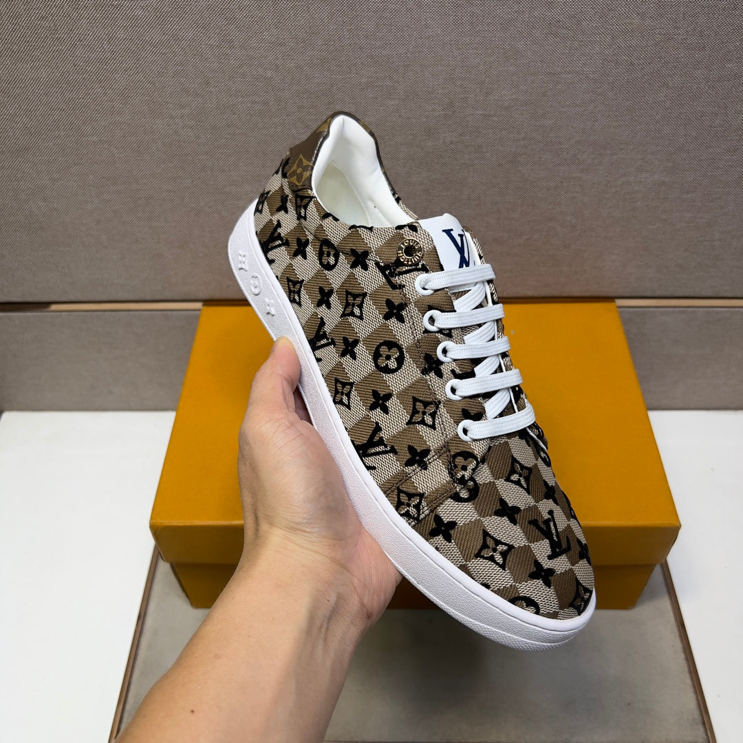 LV TRAINER PEANUT BROWN MIX BLACK DAMIER BREATHABLE FABRIC