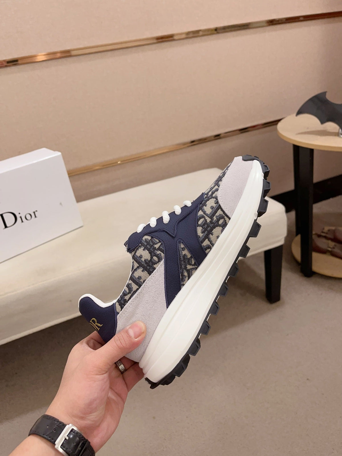 CD CROSS SNEAKER NAVY AND BEIGE SUEDE