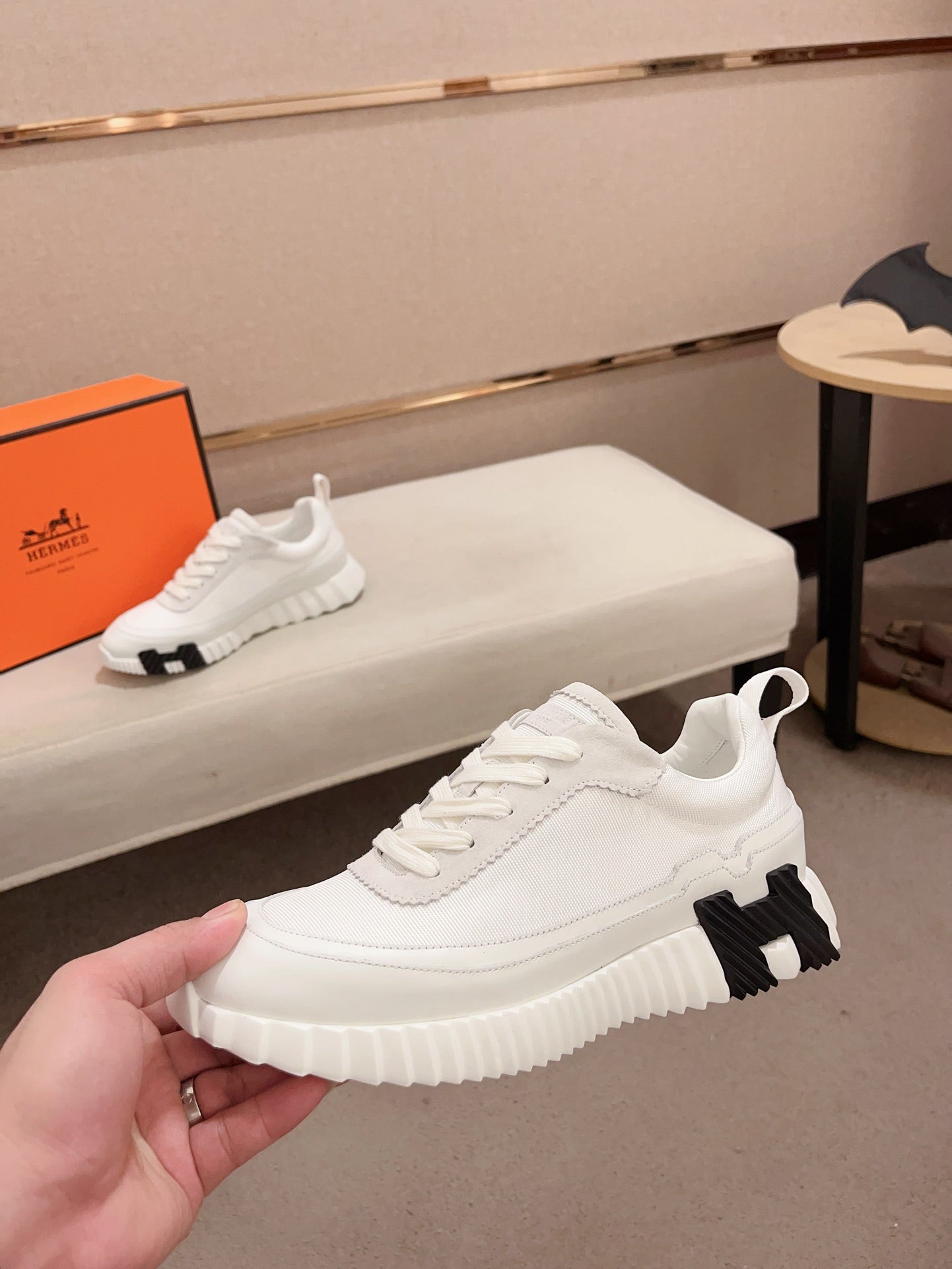 HM BOUNCING SNEAKER WHITE CALFSKIN