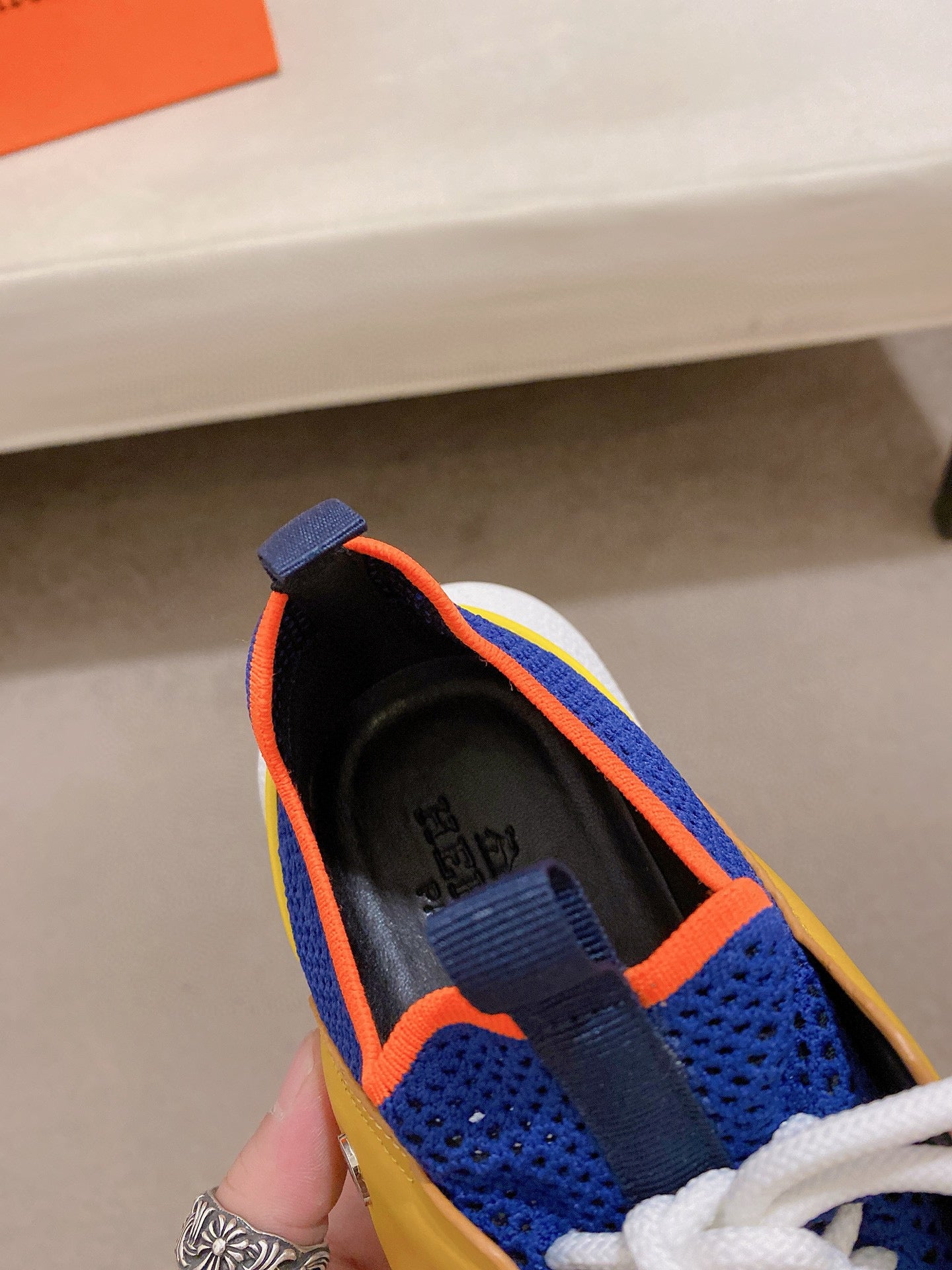 HM Men's Expert Sneaker Blue Yellow Flyknit With Leather