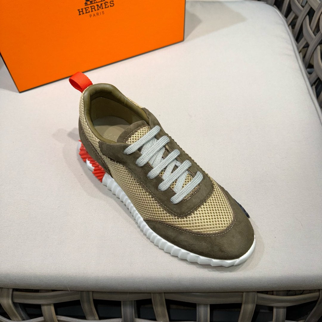 HM Men's Bouncing Sneaker Moss Green Mesh Sheepskin
