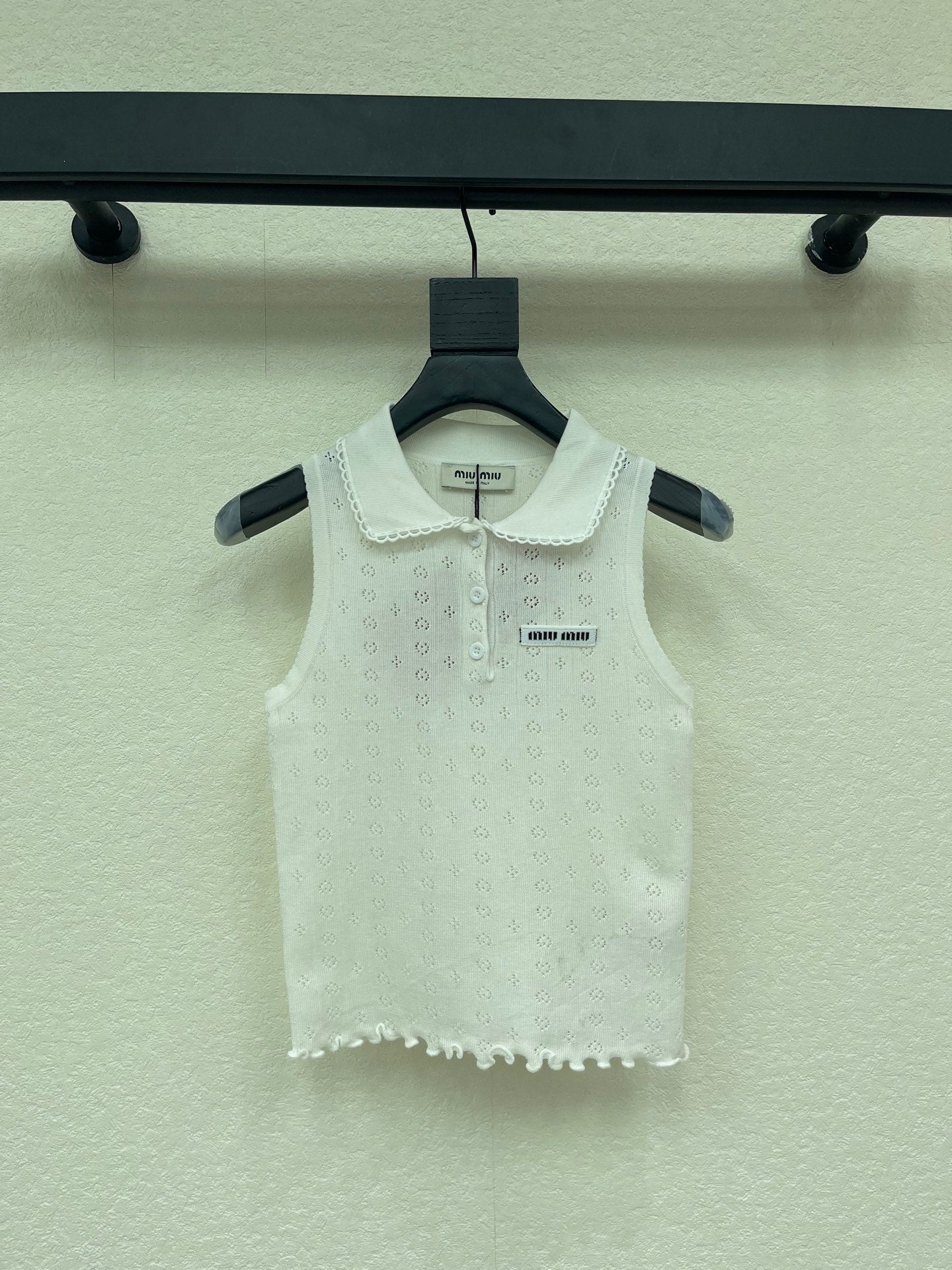 Miumiu 2026 Sleeveless Knit Polo Shirt Wool 348368