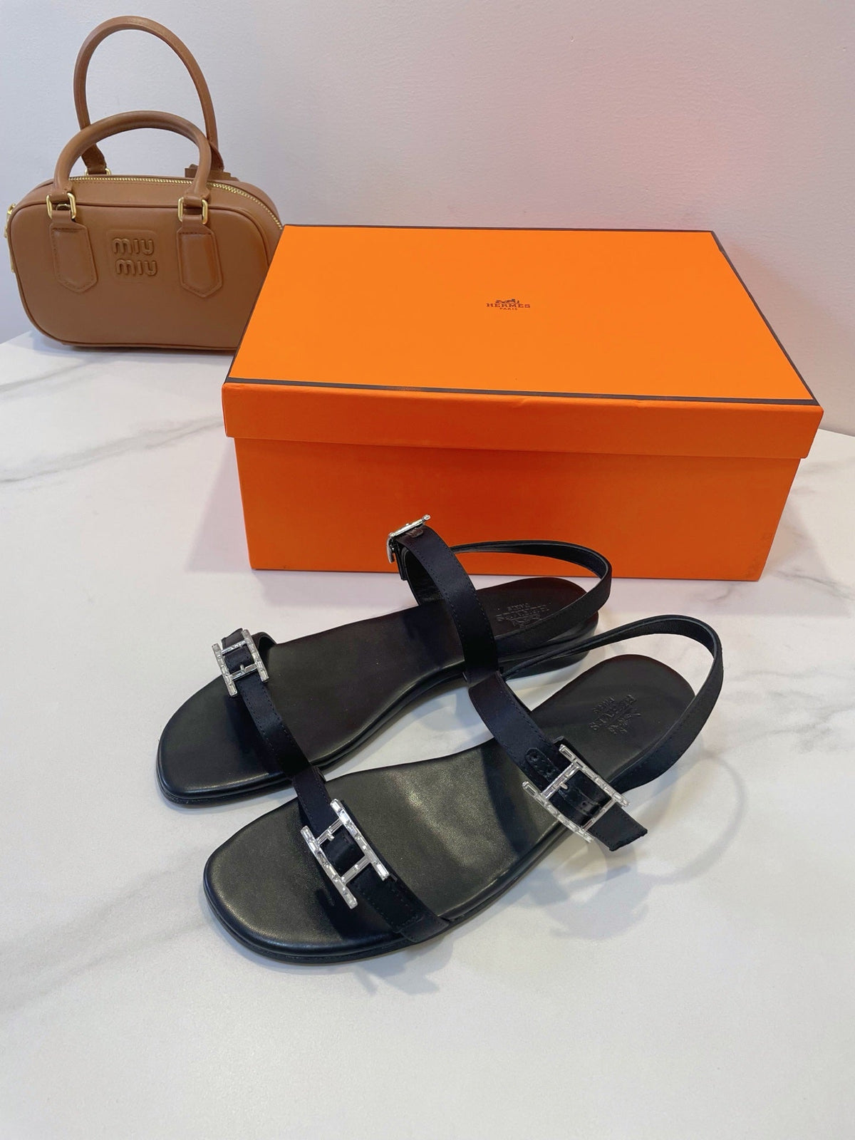 HM Paris Sandals Black Lamskin 374209