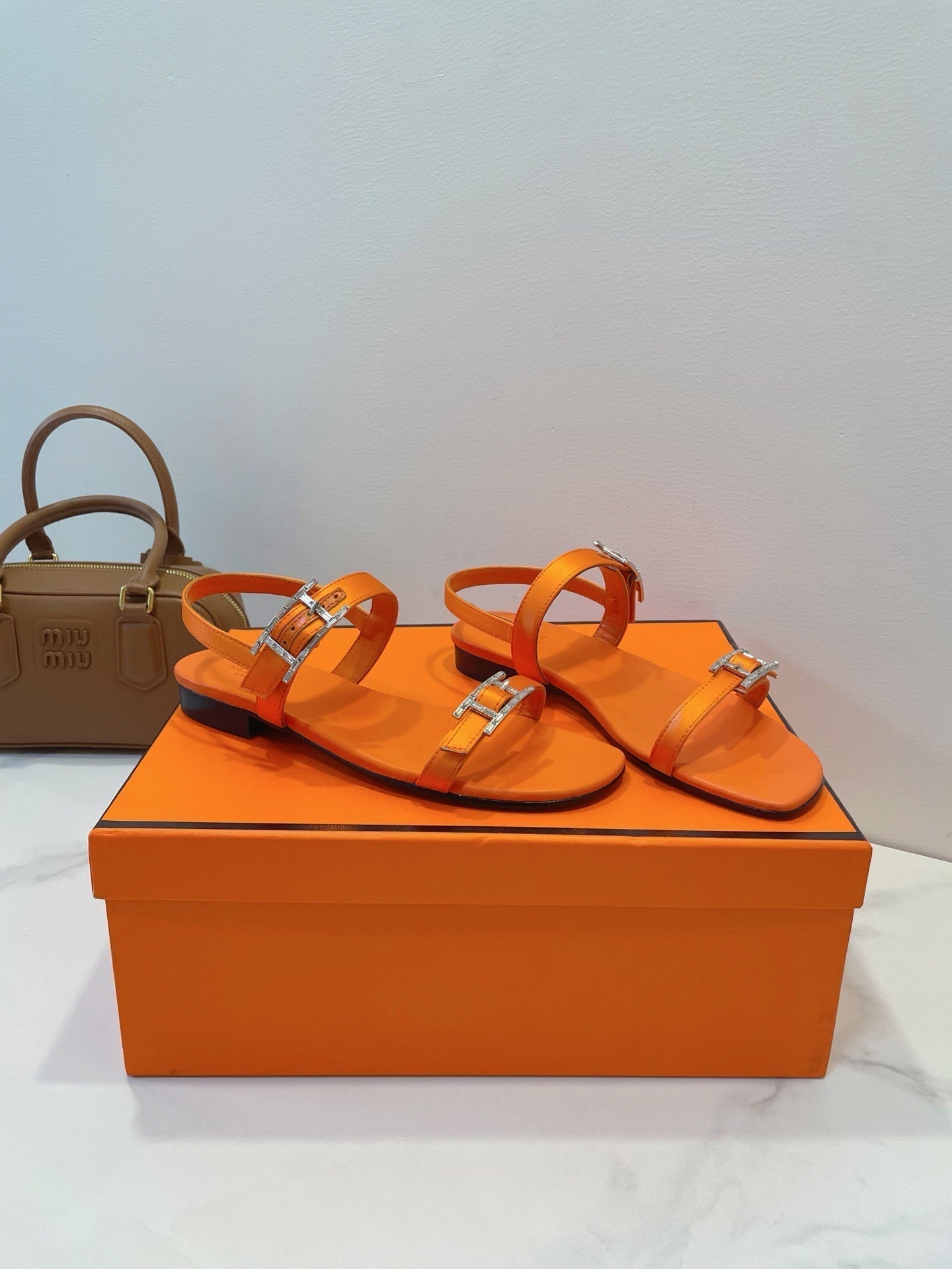 HM Paris Sandals Orange Lamskin 374208