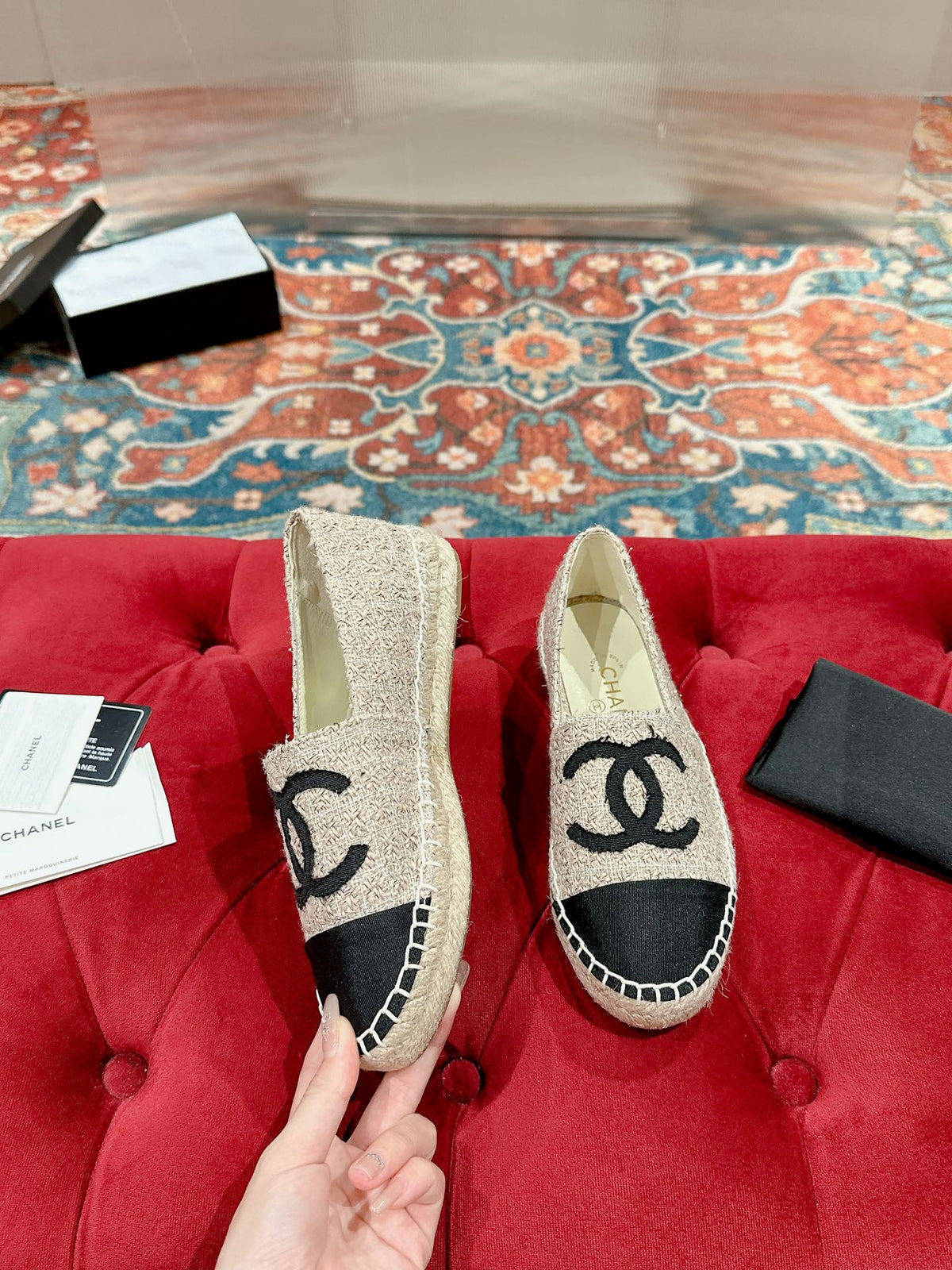 cc espadrilles dark beige cotton tweed