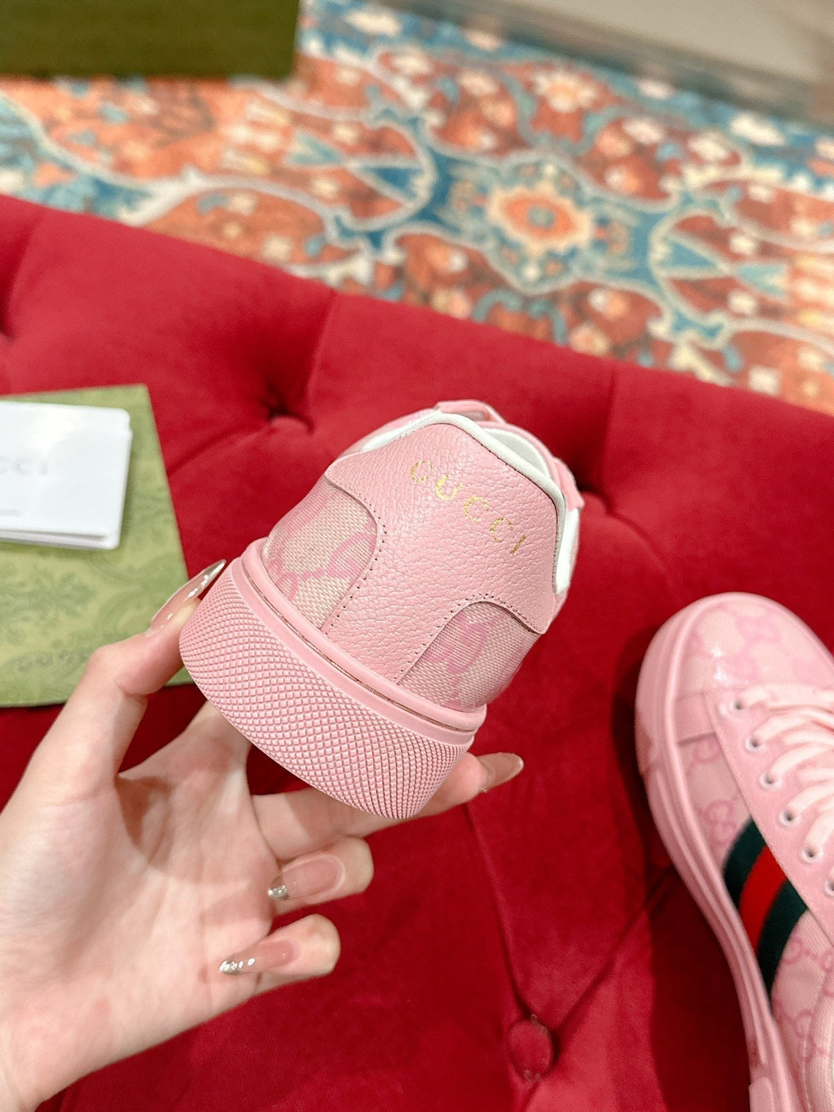 GG Ace Sneaker Pink Ebony Canvas