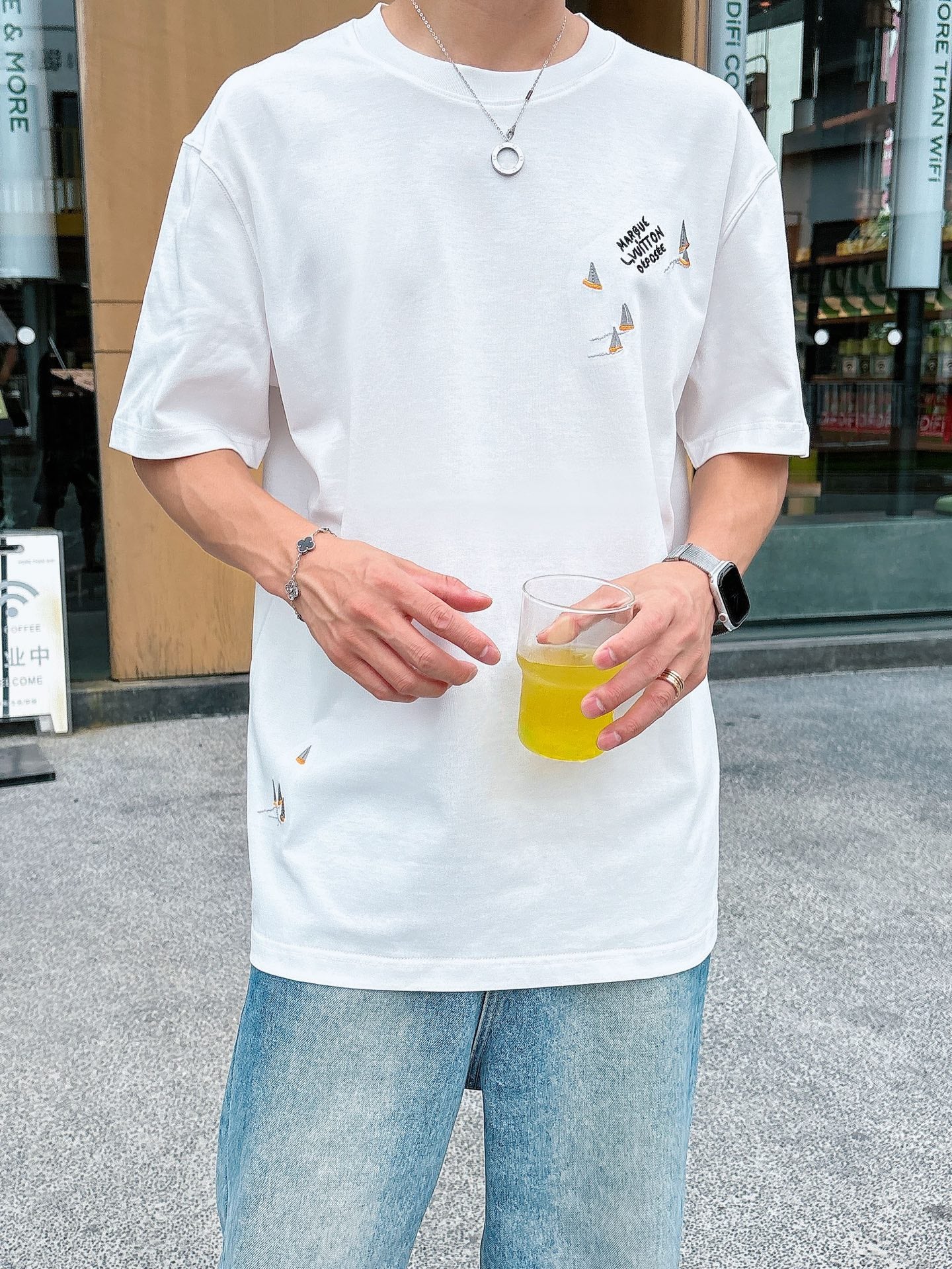 LV 26A Short-Sleeve Crew Neck T-Shirt Cotton 406010